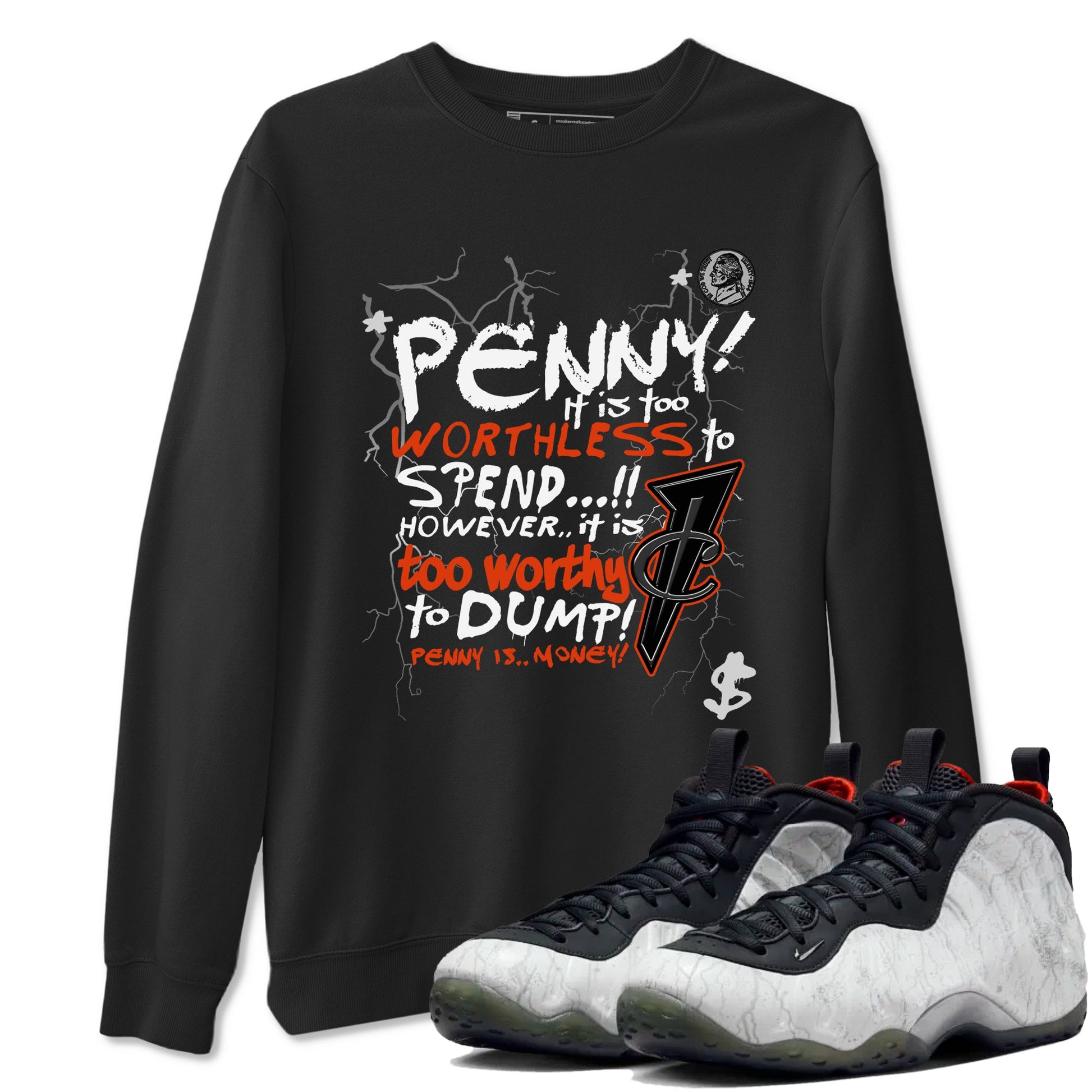 Foams One Jin shirts to match jordans Penny Is sneaker match tees Air Foamposite One Jin match shoes to clothes SNRT Sneaker Tees unisex cotton Black 1 shirts