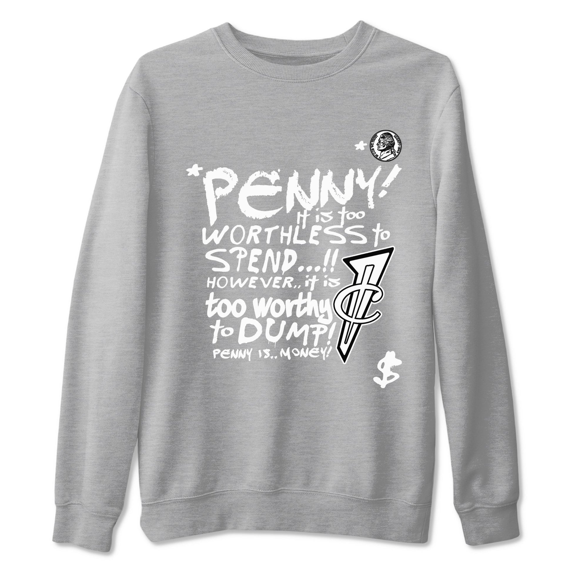 Penny Is sneaker match t-shirt styled to complete your fit with the Air Foamposite One Triple White sneakers, shown in Heather Grey 2.