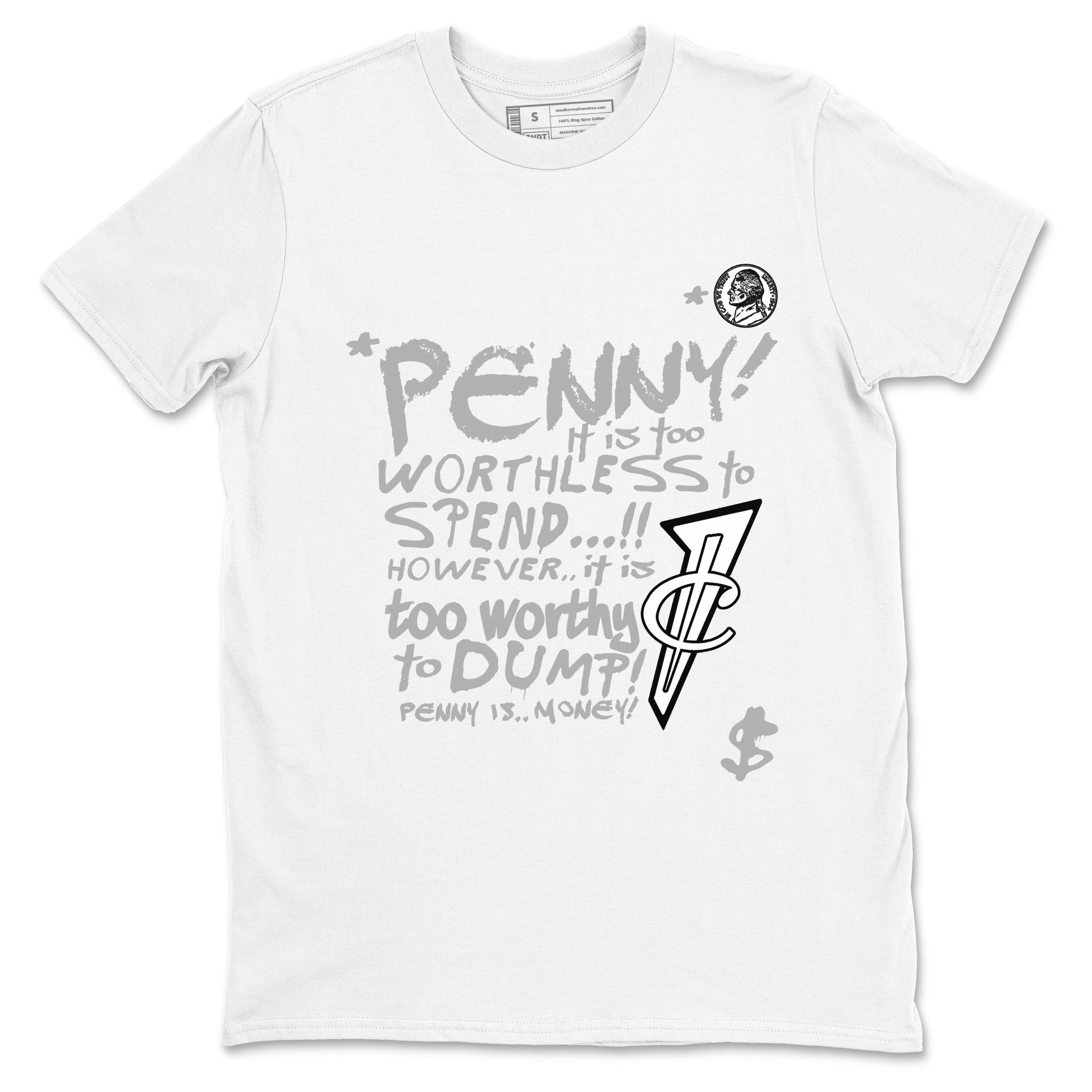 Penny Is sneaker match t-shirt styled to complete your fit with the Air Foamposite One Triple White sneakers, shown in White 2.