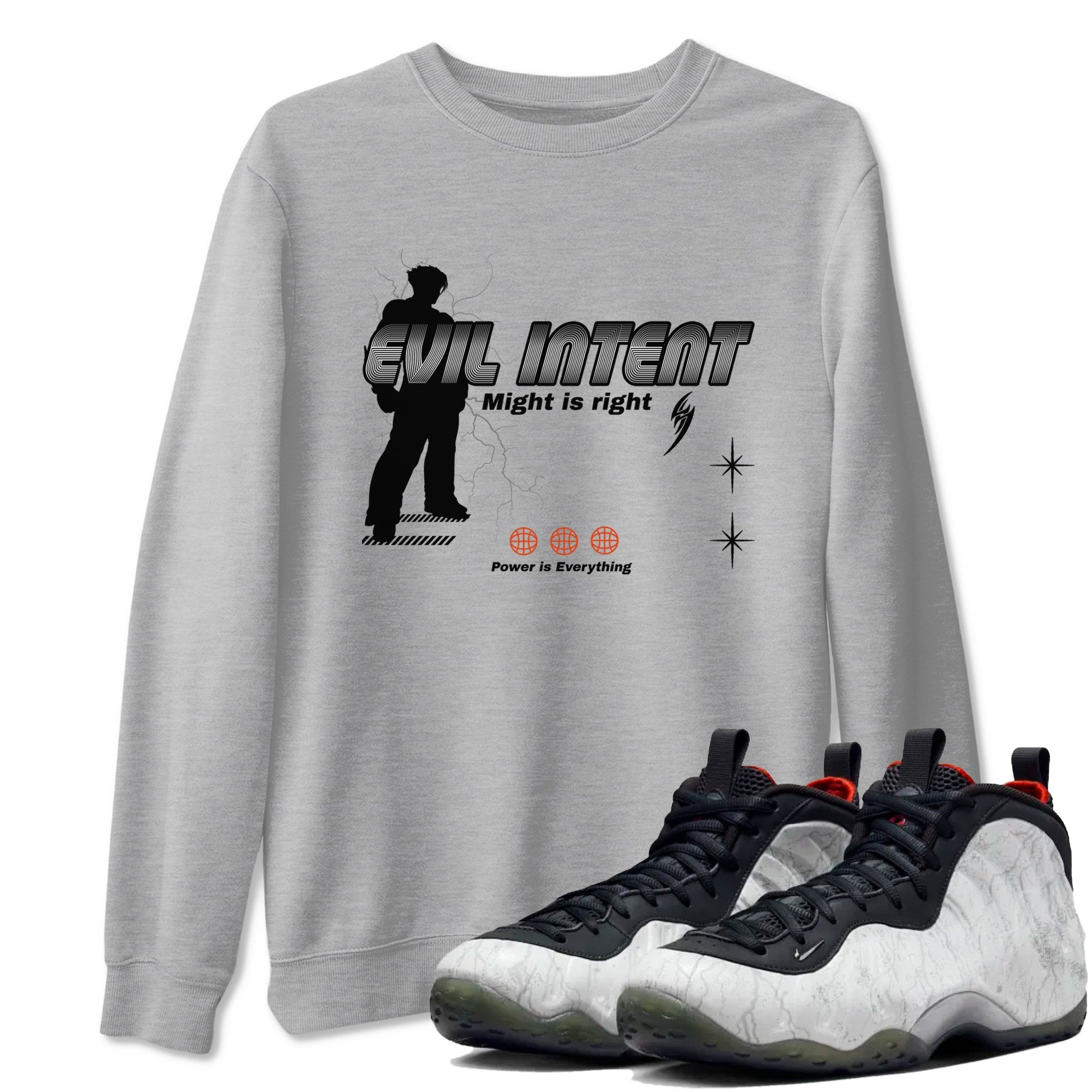 Foams One Jin shirts to match jordans Power Is Everything sneaker match tees Air Foamposite One Jin match shoes to clothes SNRT Sneaker Tees unisex cotton Heather Grey 1 shirts