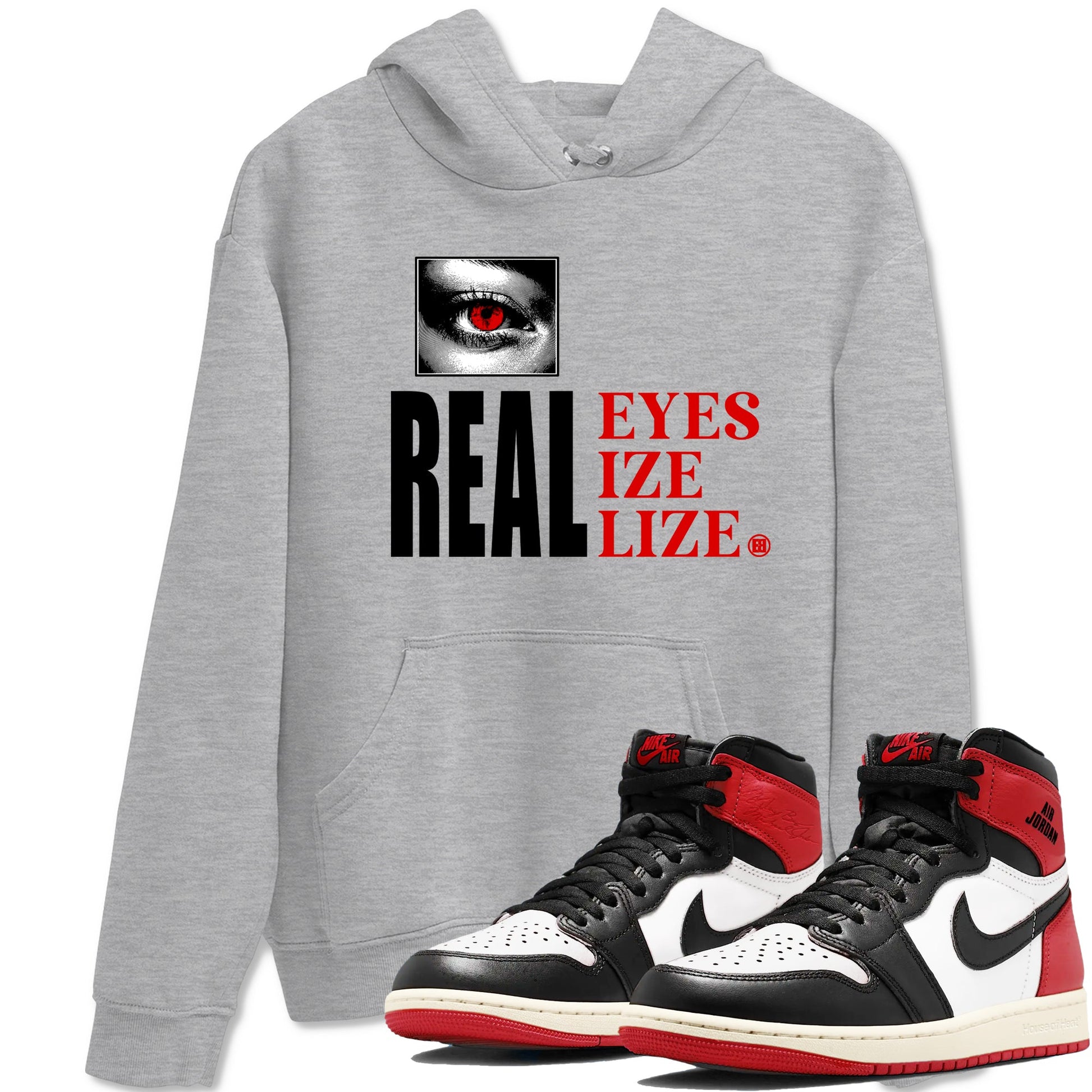 1s Black Toe shirts to match jordans Real Eyes best t shirts to wear with jordans Air Jordan 1 High OG Black Toe match shoes to clothes SNRT Sneaker Tees unisex cotton Heather Grey 1 shirts