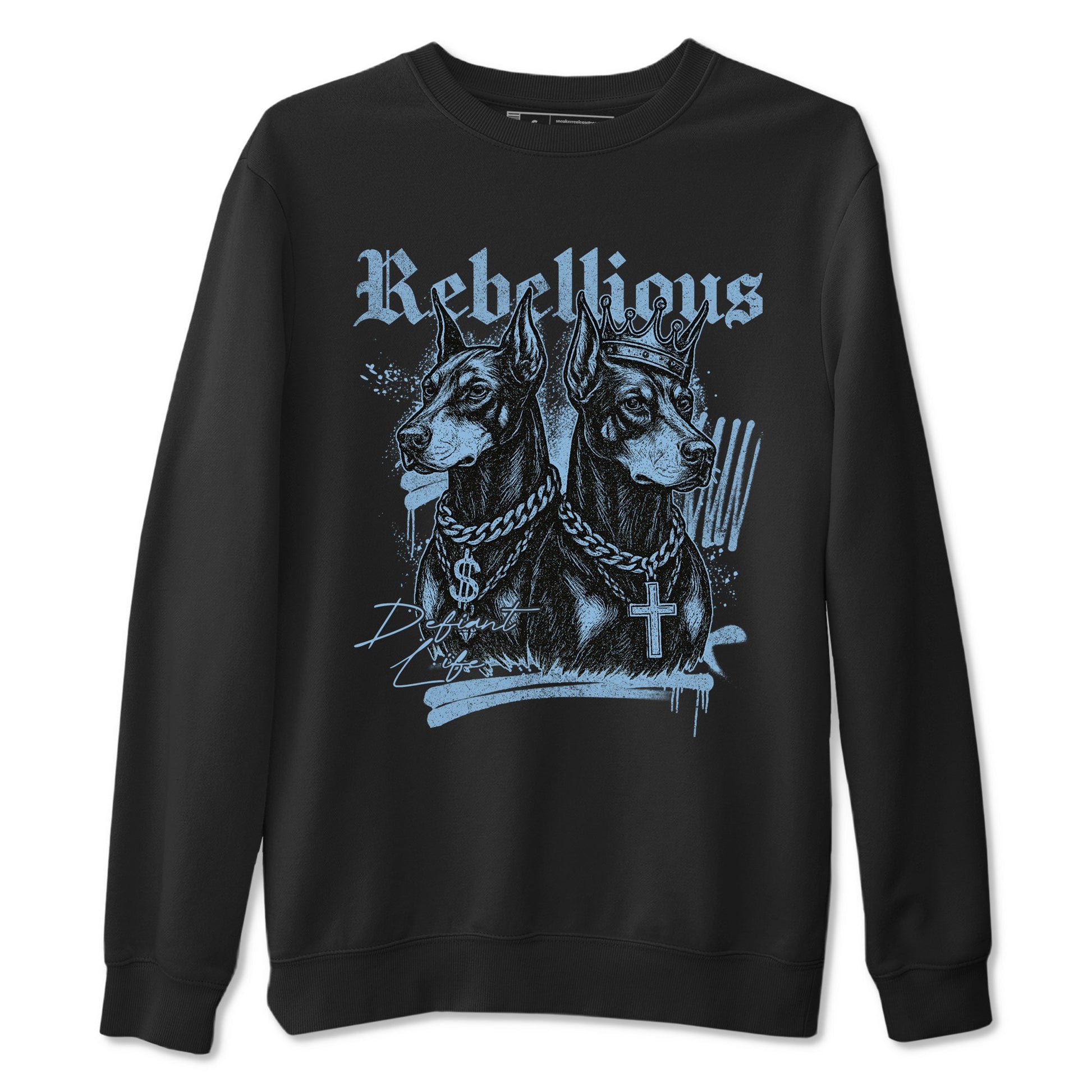 Rebellious sneaker match t-shirt styled to complete your fit with the Air Foamposite One Psychic Blue sneakers, shown in Black 2.