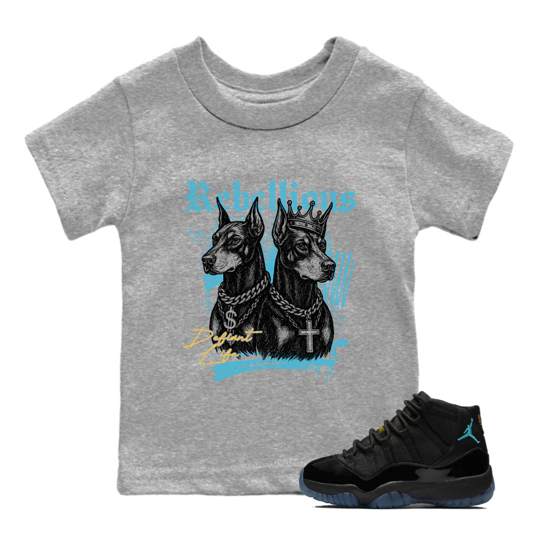 Sneaker Threads – Sneaker Tees To Match Air Jordan 11 Retro Gamma – Rebellious Youth Graphic Tee Heather Grey 1. Perfect for Jordan releases 2025 colorways.