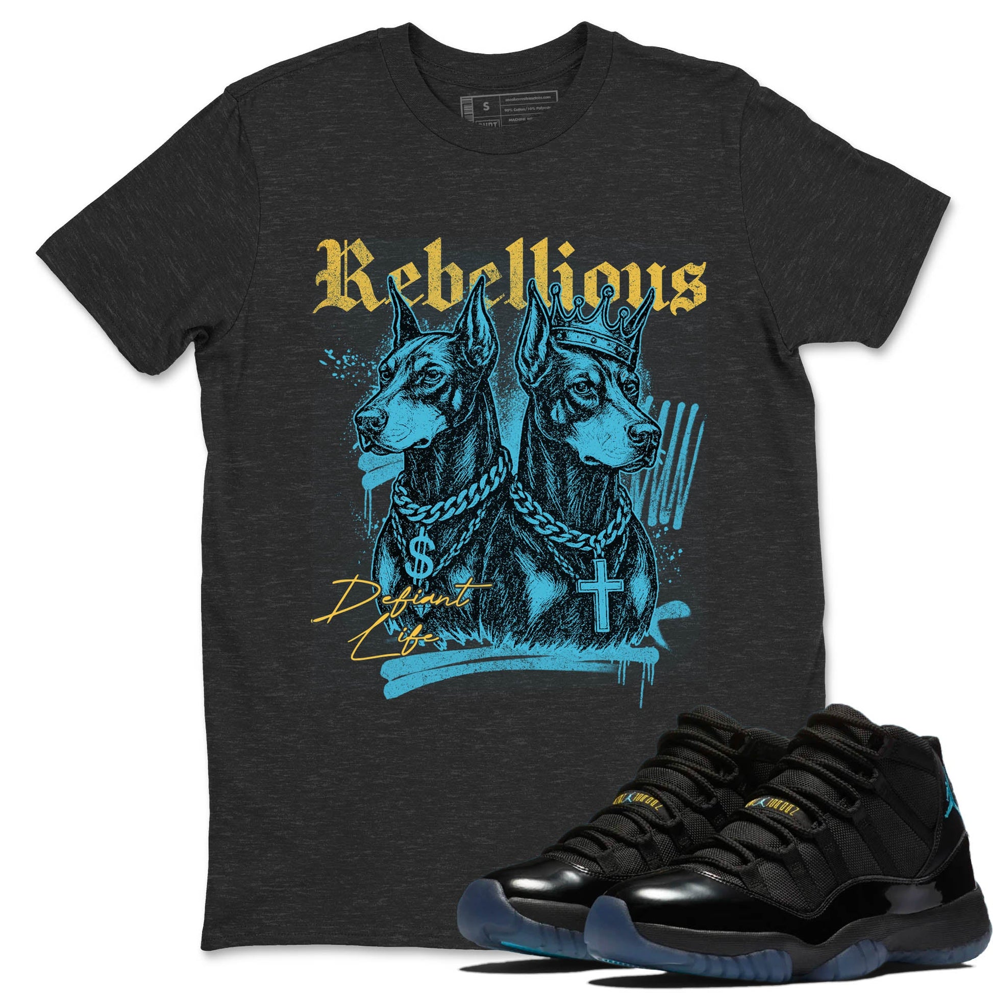 Sneaker Threads – Sneaker Tees To Match Air Jordan 11 Retro Gamma – Rebellious Graphic Tee Charcoal Heather 1. Perfect for Jordan releases 2025 colorways.