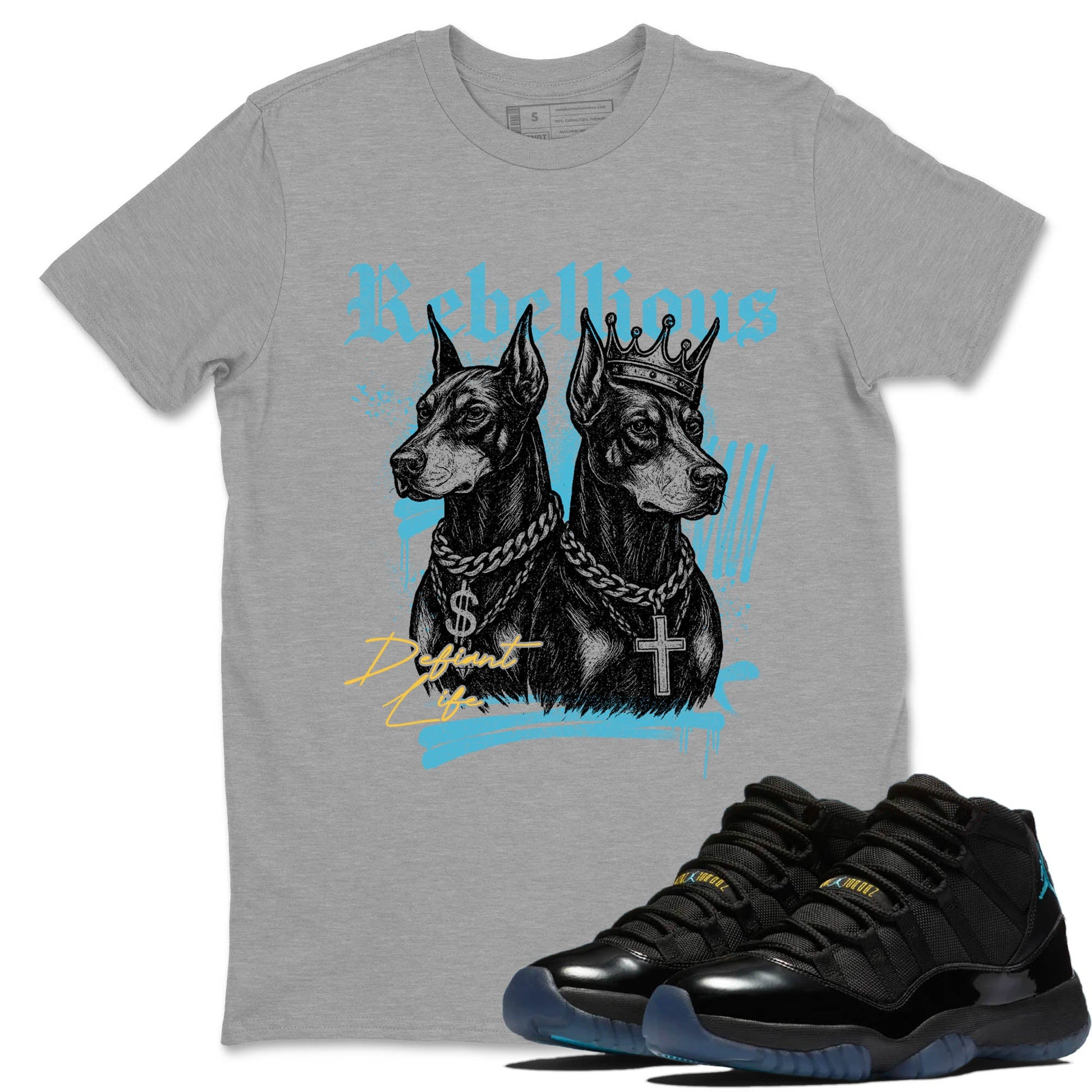 Sneaker Threads – Sneaker Tees To Match Air Jordan 11 Retro Gamma – Rebellious Graphic Tee Heather Grey 1. Perfect for Jordan releases 2025 colorways.