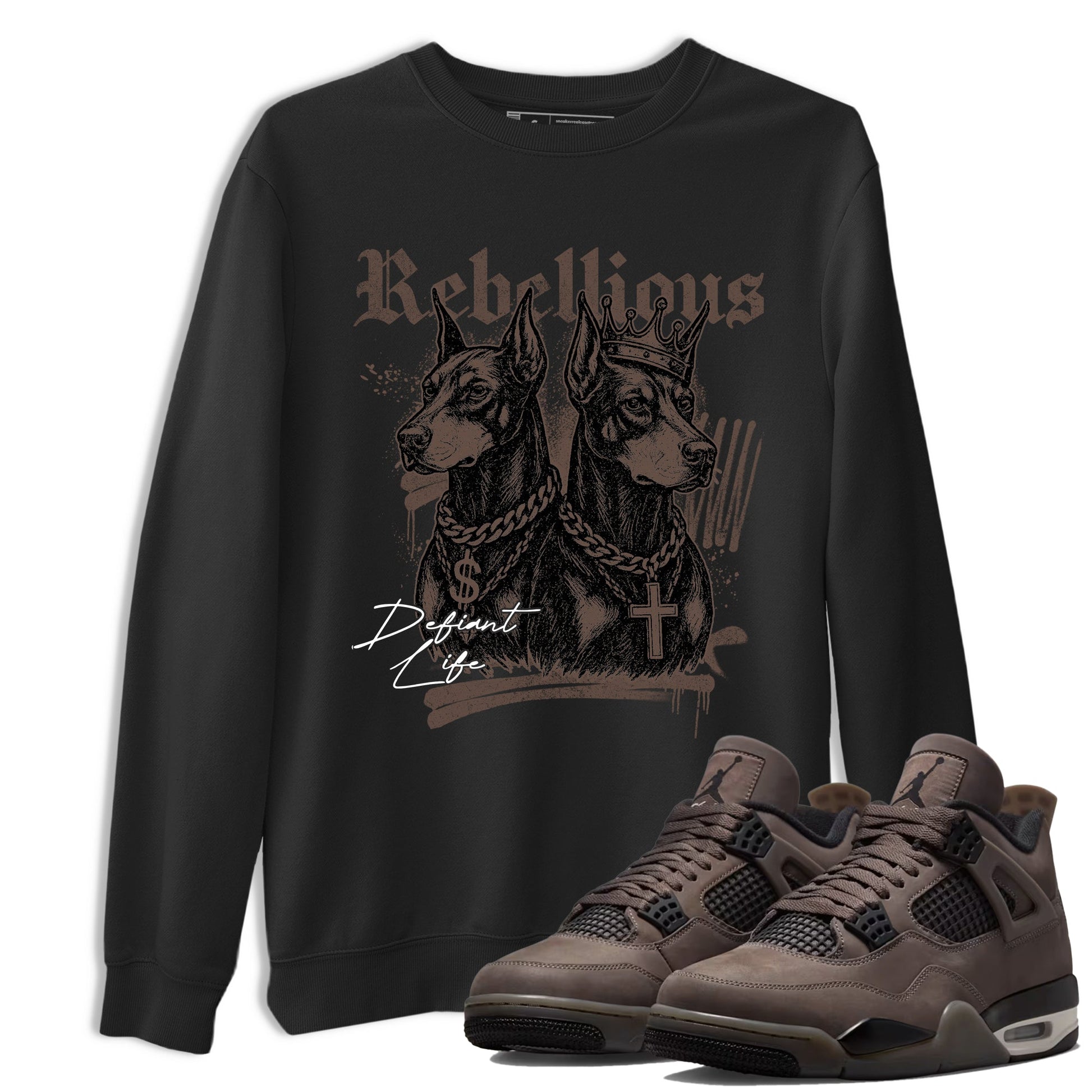 Sneaker match tees – Sneaker Tees To Match Air Jordan 4 Cave Stone Shoes – Rebellious Tee Black 1