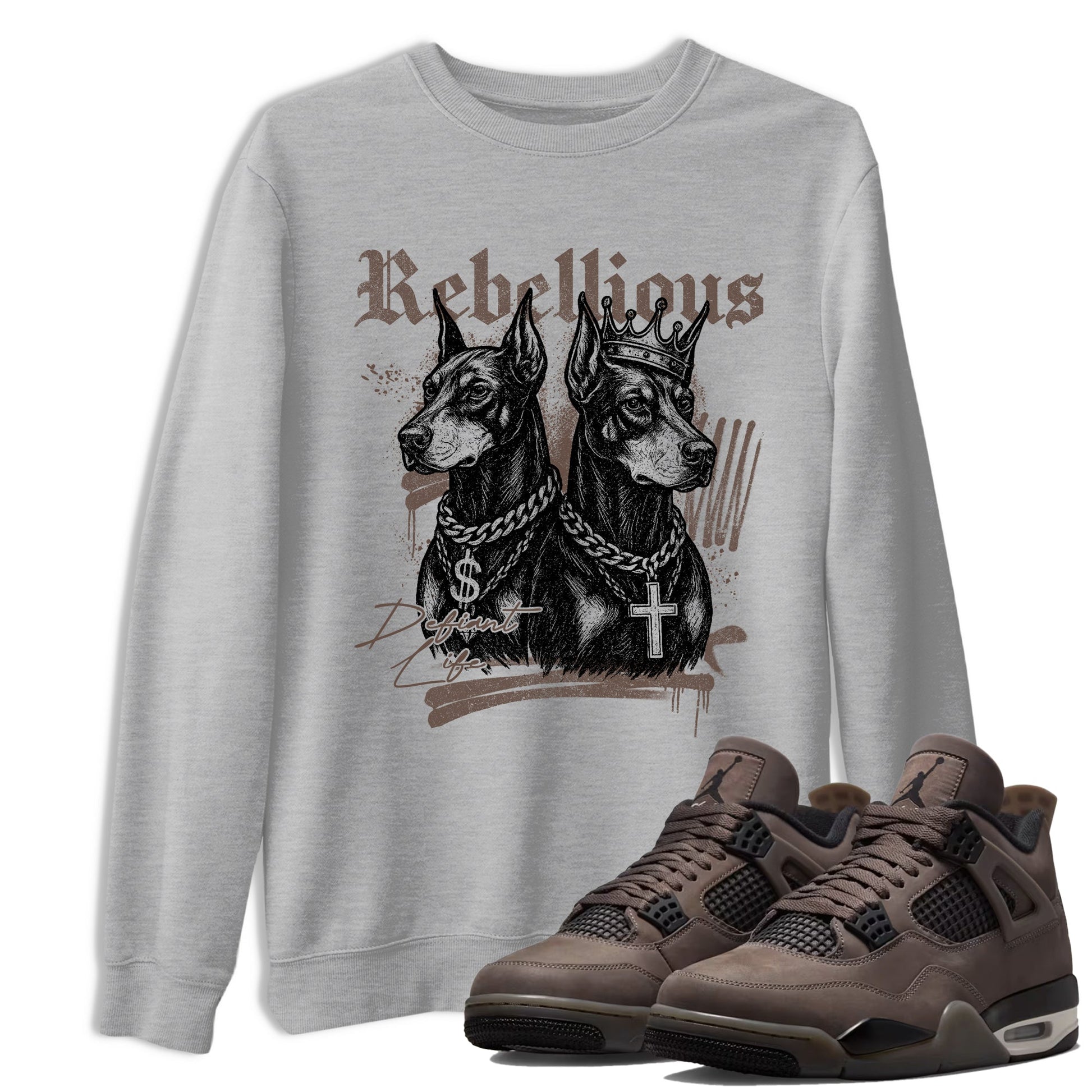 Sneaker match tees – Sneaker Tees To Match Air Jordan 4 Cave Stone Shoes – Rebellious Tee Heather Grey 1
