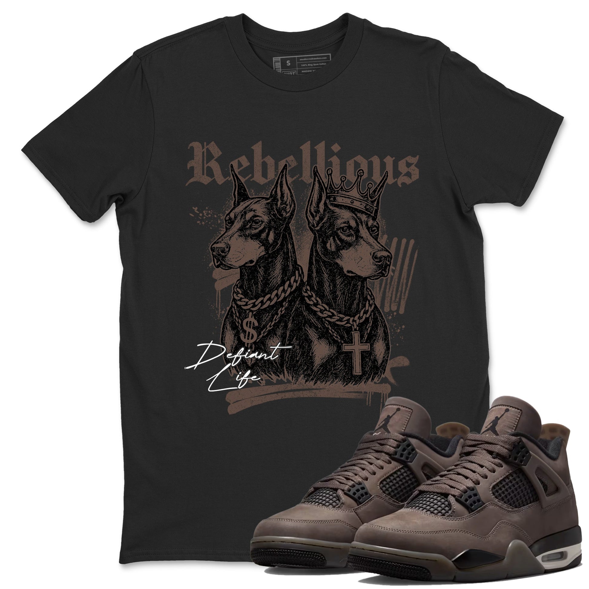 Sneaker match tees – Sneaker Tees To Match Air Jordan 4 Cave Stone Shoes – Rebellious Tee Black 1