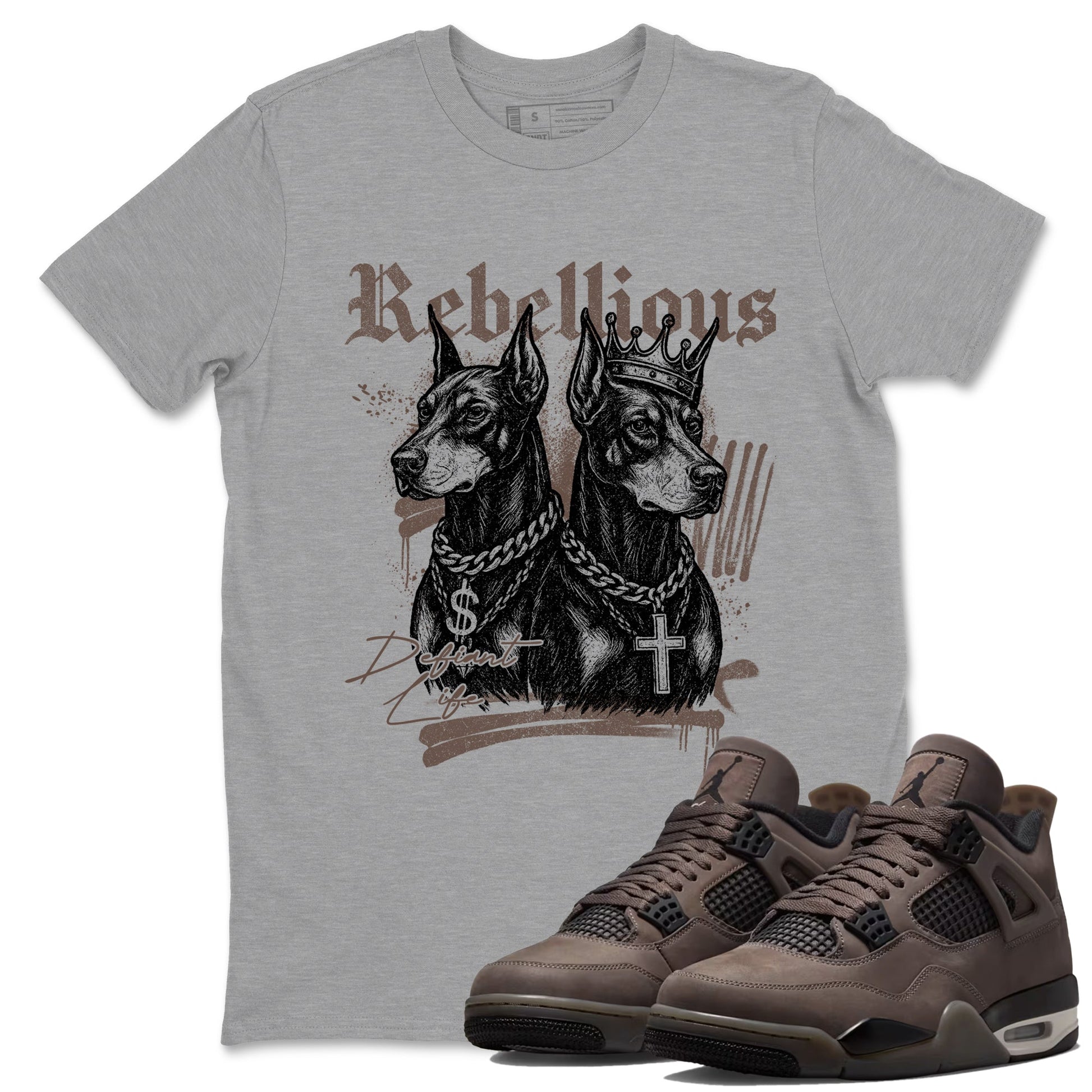 Sneaker match tees – Sneaker Tees To Match Air Jordan 4 Cave Stone Shoes – Rebellious Tee Heather Grey 1
