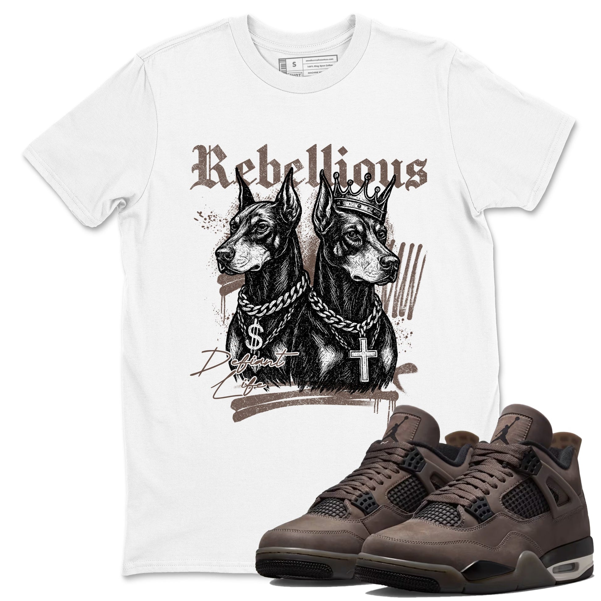 Sneaker match tees – Sneaker Tees To Match Air Jordan 4 Cave Stone Shoes – Rebellious Tee White 1