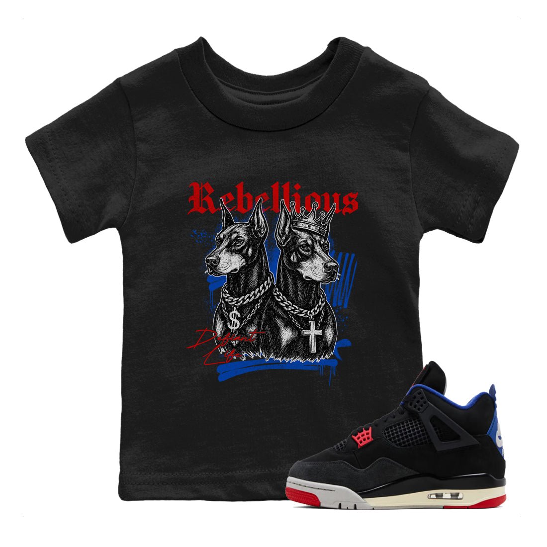 Sneaker match tees – Sneaker Tees To Match Air Jordan 4 Rare Air Shoes – Rebellious Kids T-Shirt Black 1