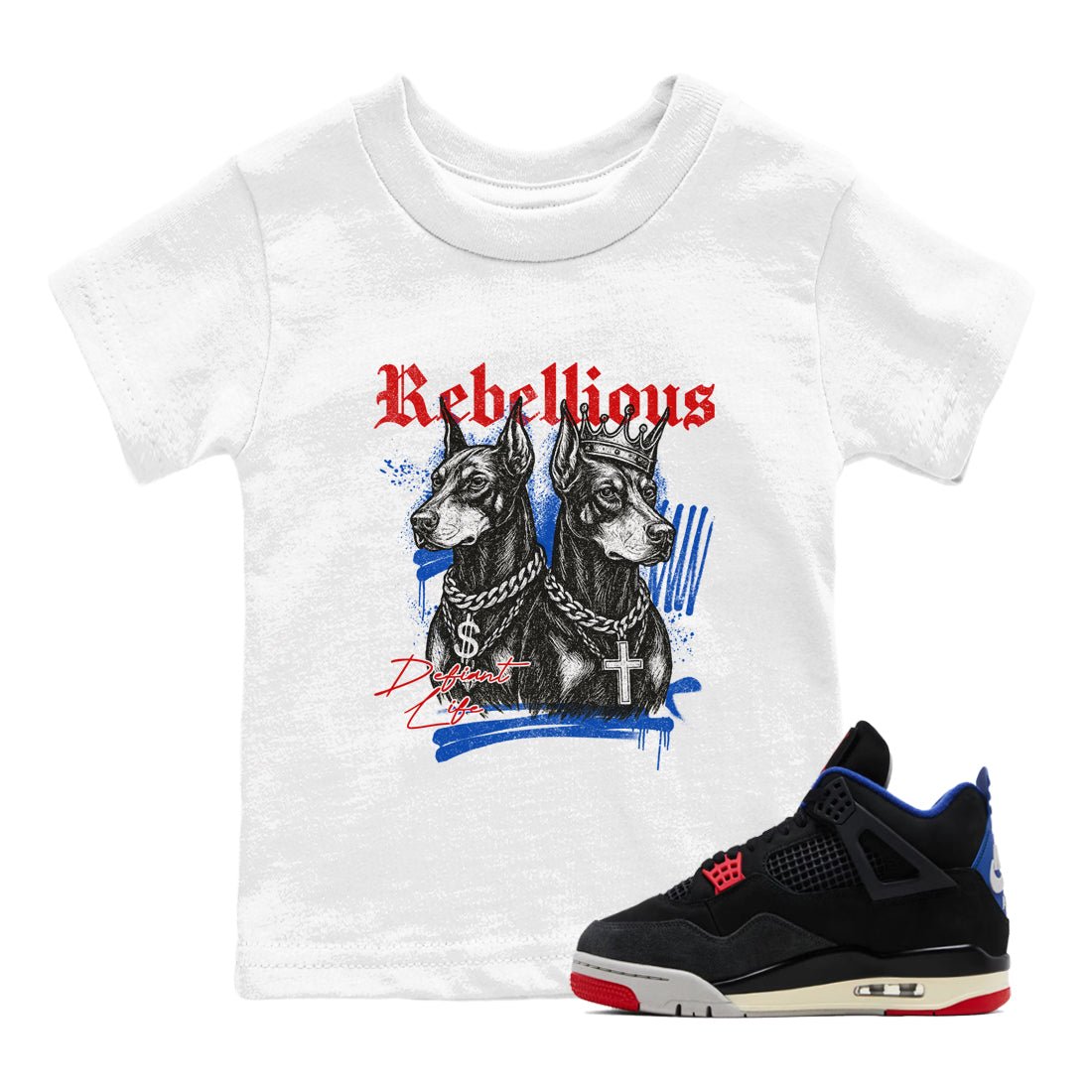 Sneaker match tees – Sneaker Tees To Match Air Jordan 4 Rare Air Shoes – Rebellious Kids T-Shirt White 1