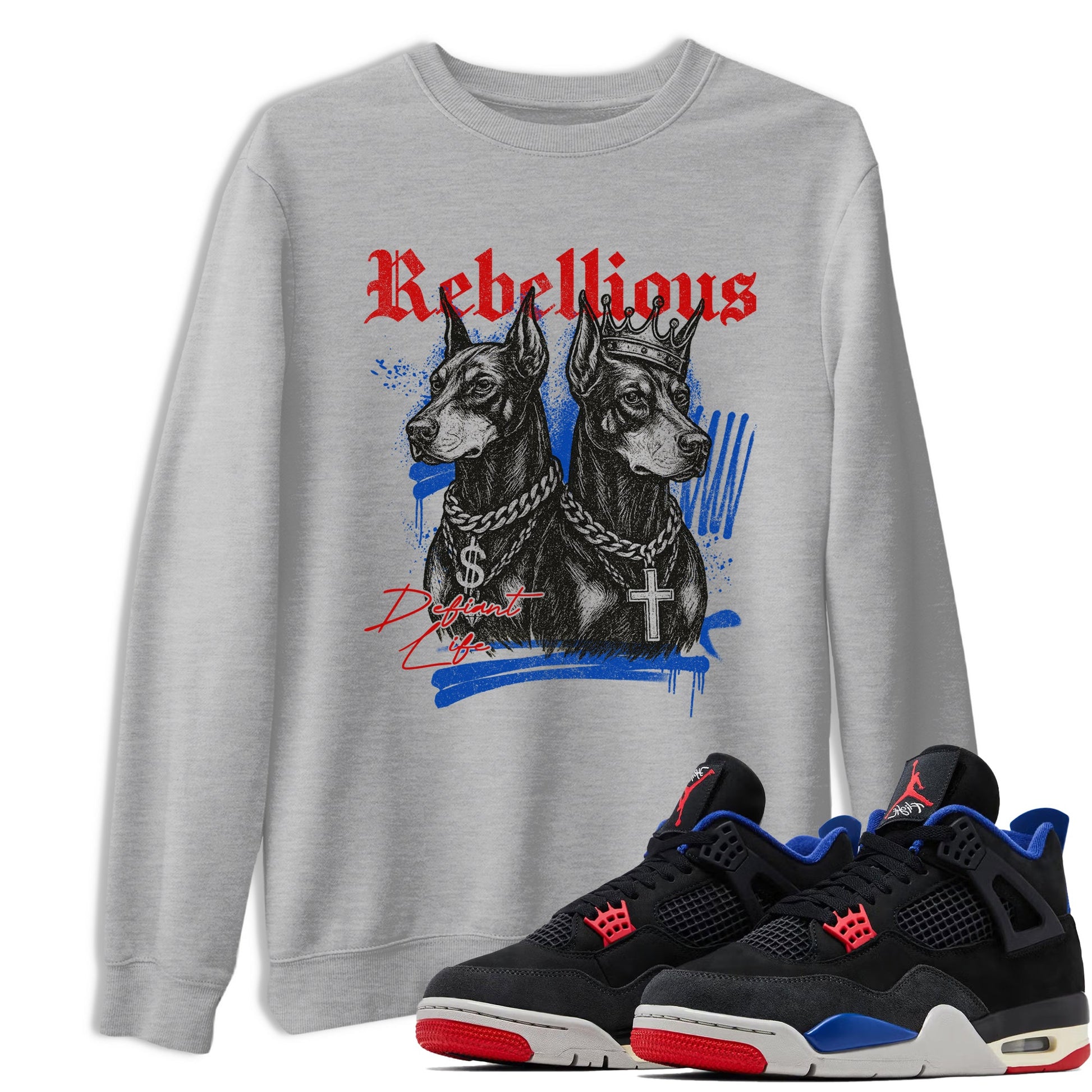 Sneaker match tees – Sneaker Tees To Match Air Jordan 4 Rare Air Shoes – Rebellious Tee Heather Grey 1