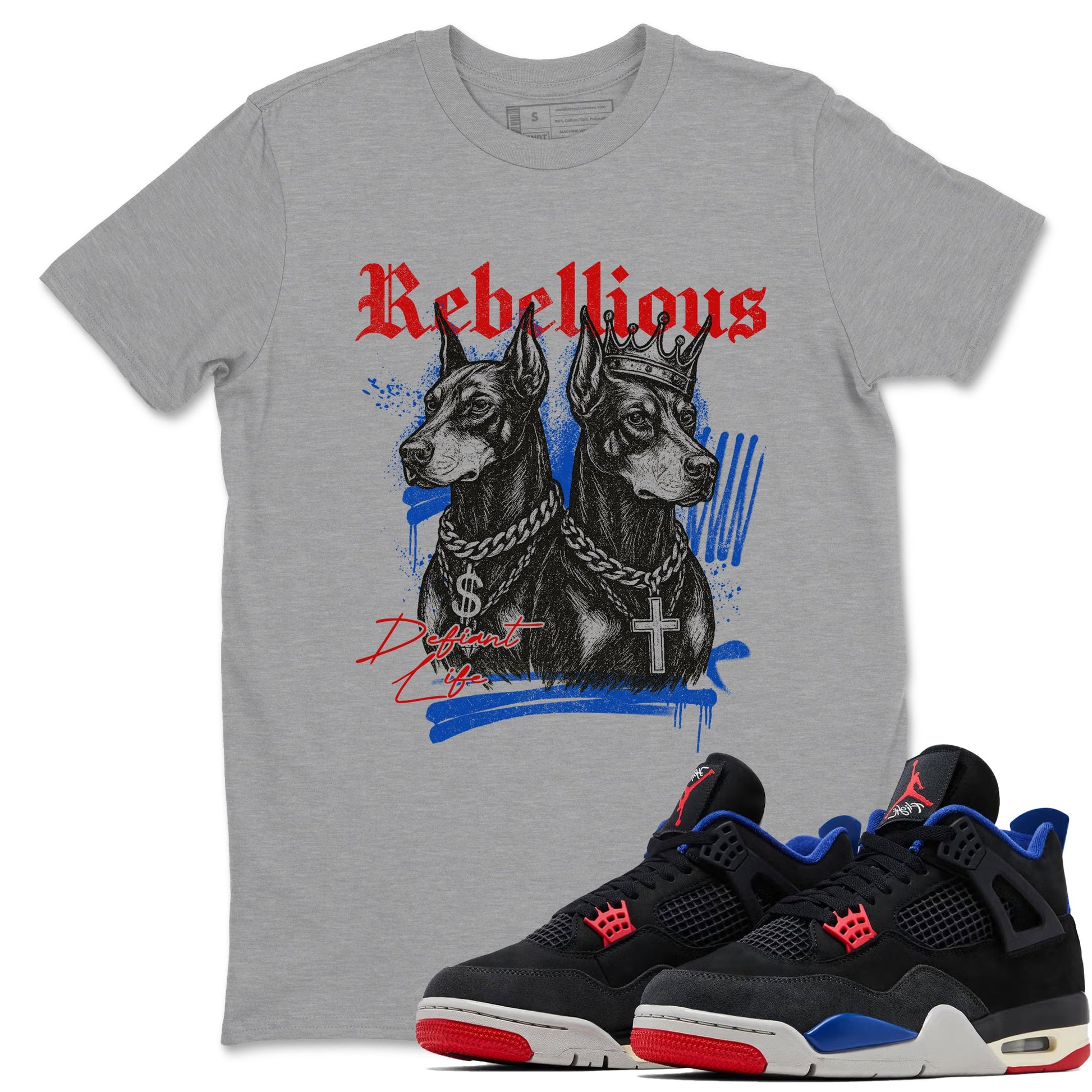 Sneaker match tees – Sneaker Tees To Match Air Jordan 4 Rare Air Shoes – Rebellious Tee Heather Grey 1