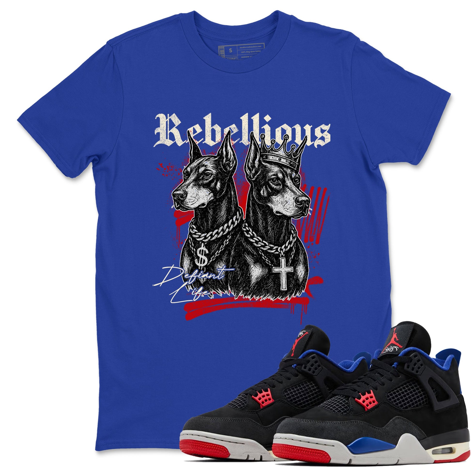 Sneaker match tees – Sneaker Tees To Match Air Jordan 4 Rare Air Shoes – Rebellious Tee Royal Blue 1
