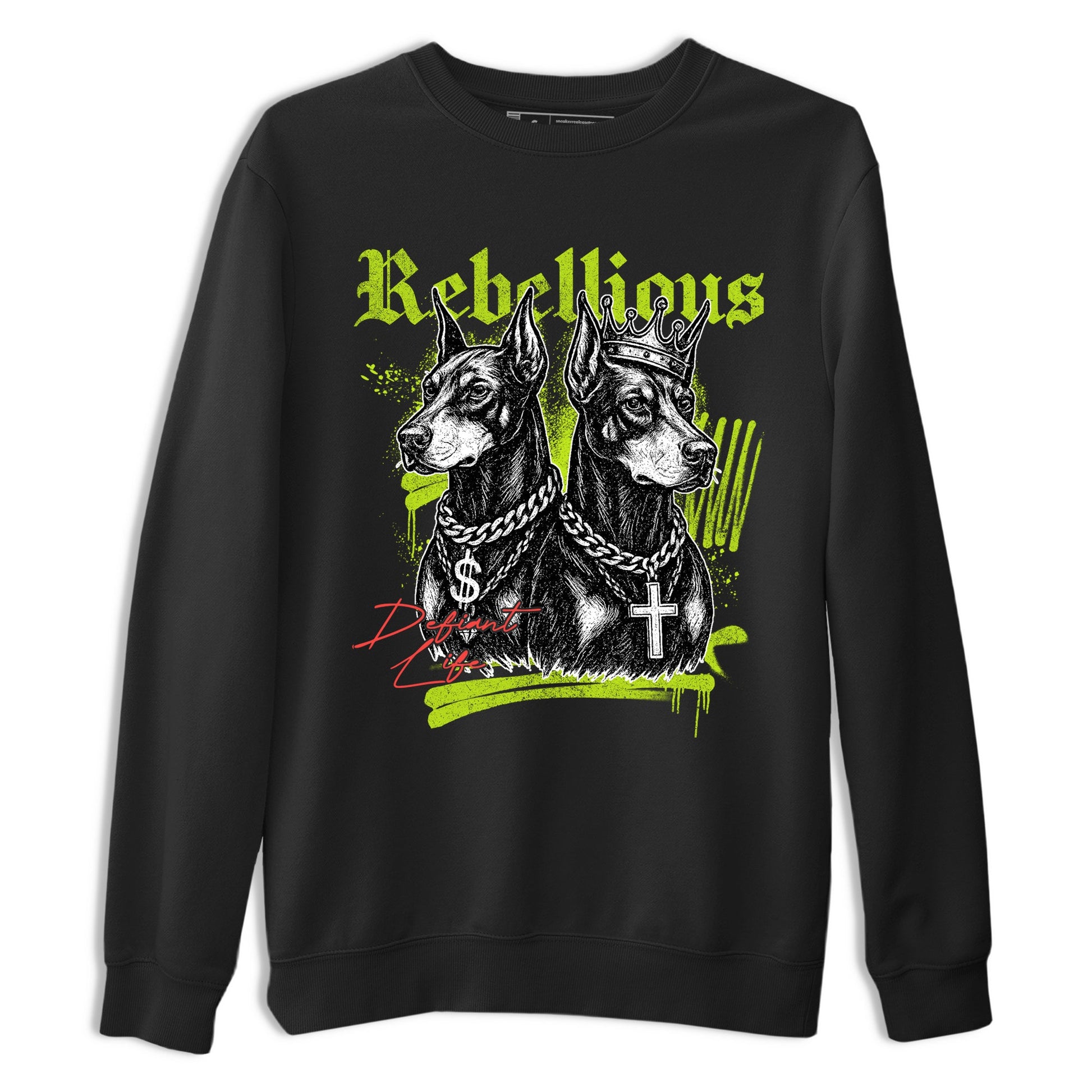 Sneaker Threads – Sneaker Tees To Match Air Max 90 Spruce Aura and Ghost Green – Rebellious Graphic Tee Black 2. Perfect for Jordan releases 2025 colorways.