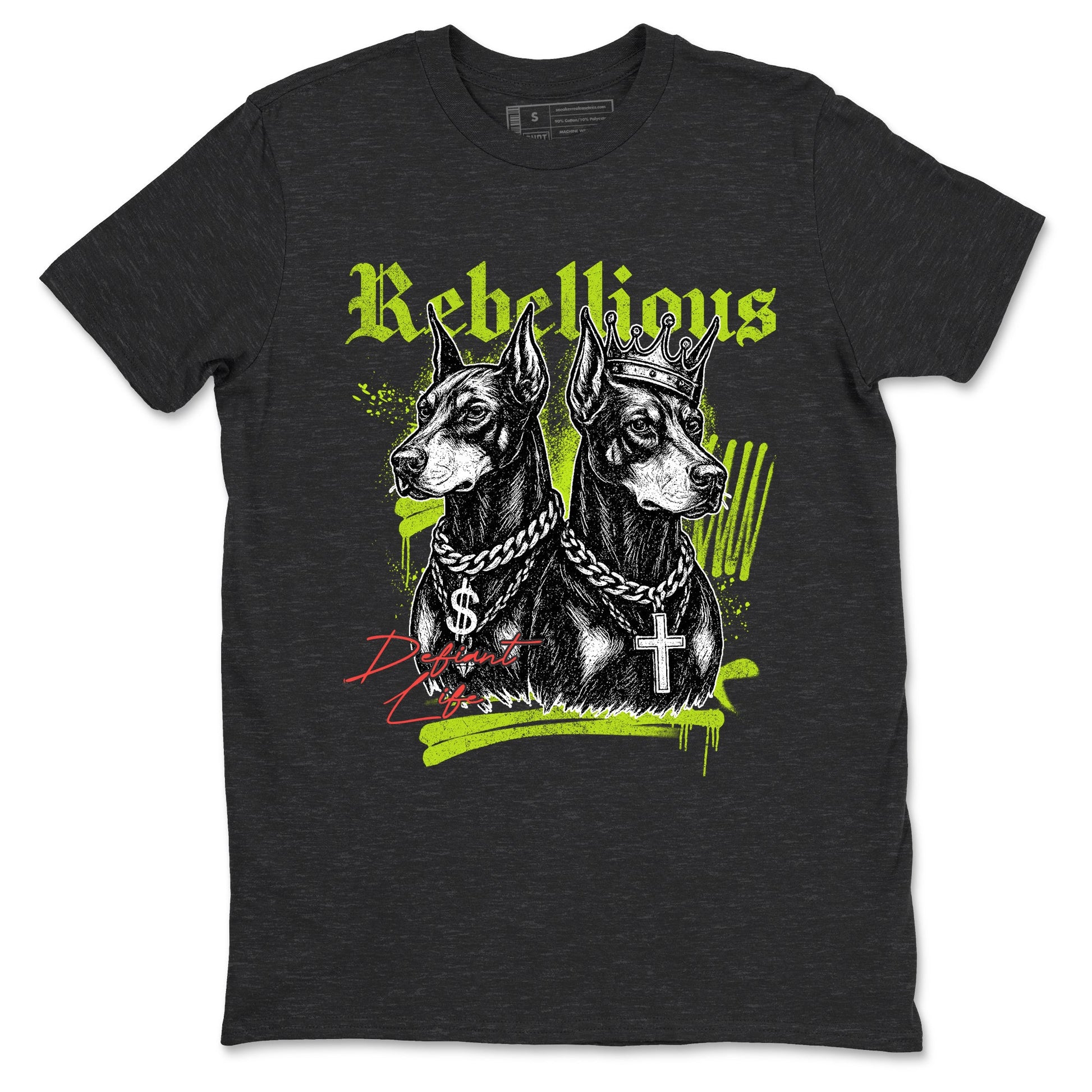Sneaker Threads – Sneaker Tees To Match Air Max 90 Spruce Aura and Ghost Green – Rebellious Graphic Tee Charcoal Heather 2. Perfect for Jordan releases 2025 colorways.