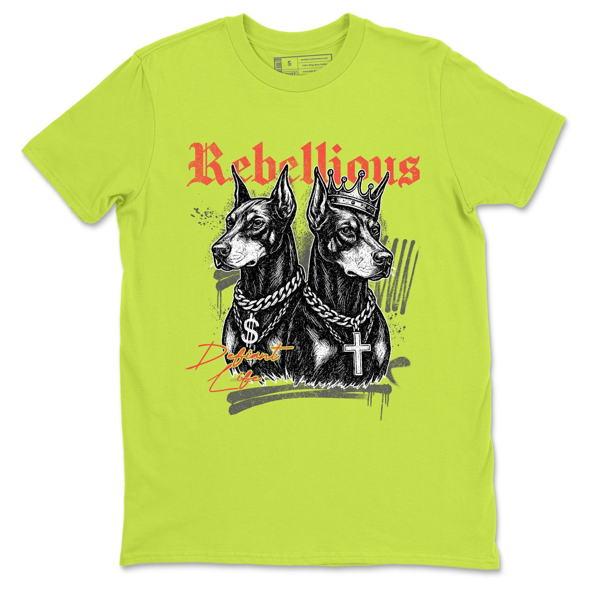 Sneaker Threads – Sneaker Tees To Match Air Max 90 Spruce Aura and Ghost Green – Rebellious Graphic Tee Safety Green 2. Perfect for Jordan releases 2025 colorways.