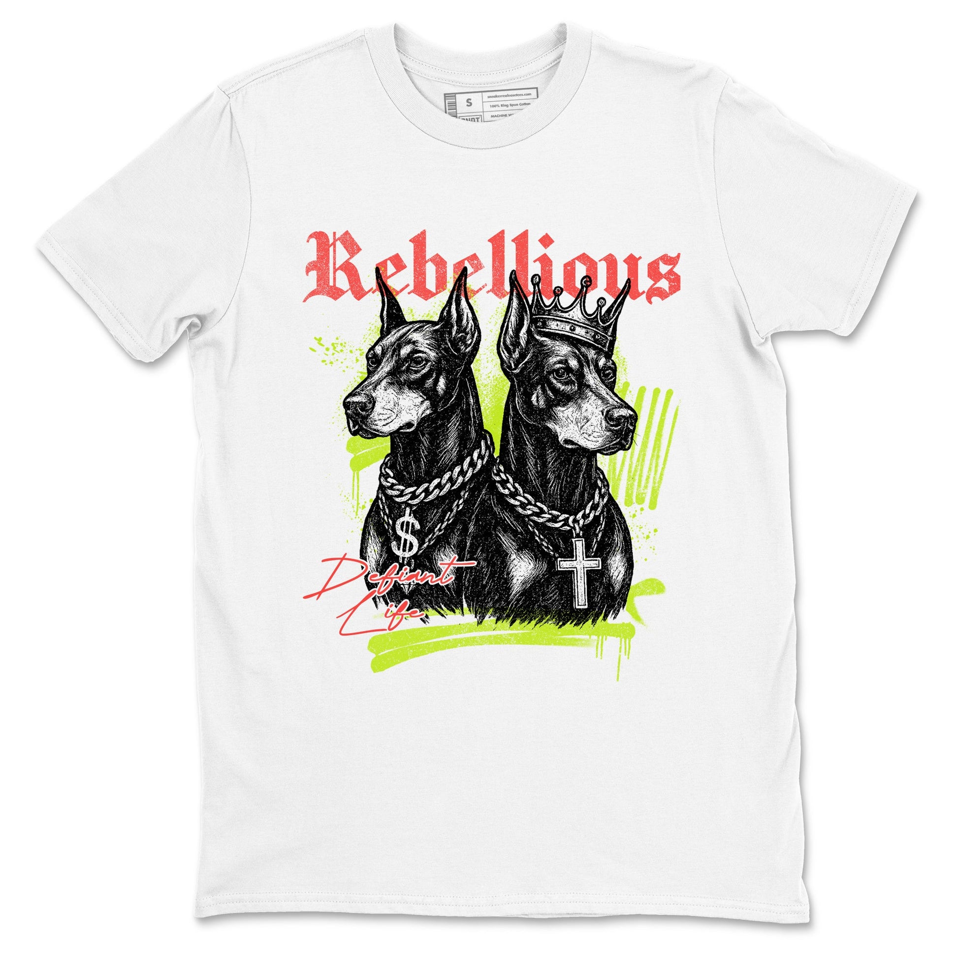 Sneaker Threads – Sneaker Tees To Match Air Max 90 Spruce Aura and Ghost Green – Rebellious Graphic Tee White 2. Perfect for Jordan releases 2025 colorways.
