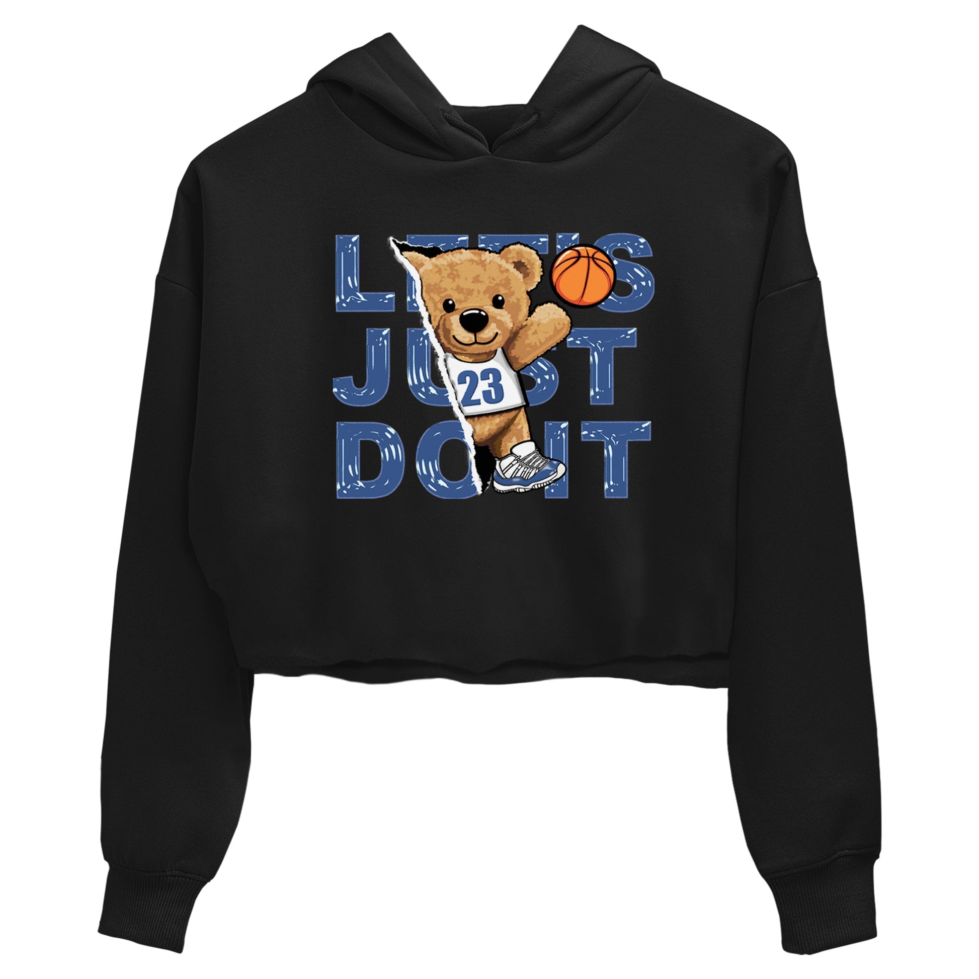 11s Diffused Blue shirts to match jordans Rip Out Bear sneaker match tees Air Jordan 11 Diffused Blue SNRT Sneaker Release Tees unisex cotton Black 2 Crop Shirts
