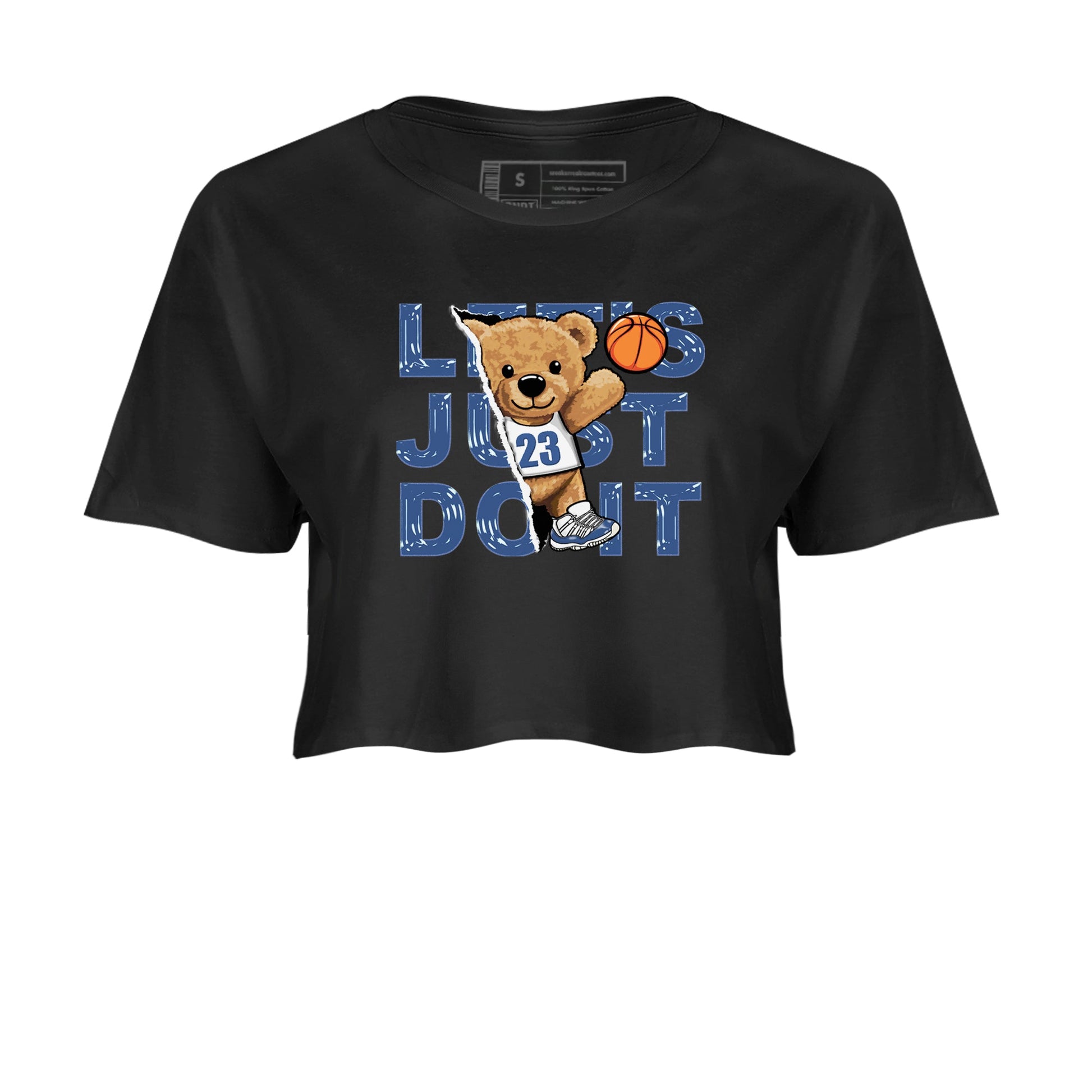 11s Diffused Blue shirts to match jordans Rip Out Bear sneaker match tees Air Jordan 11 Diffused Blue SNRT Sneaker Release Tees unisex cotton Black 2 Crop Shirts