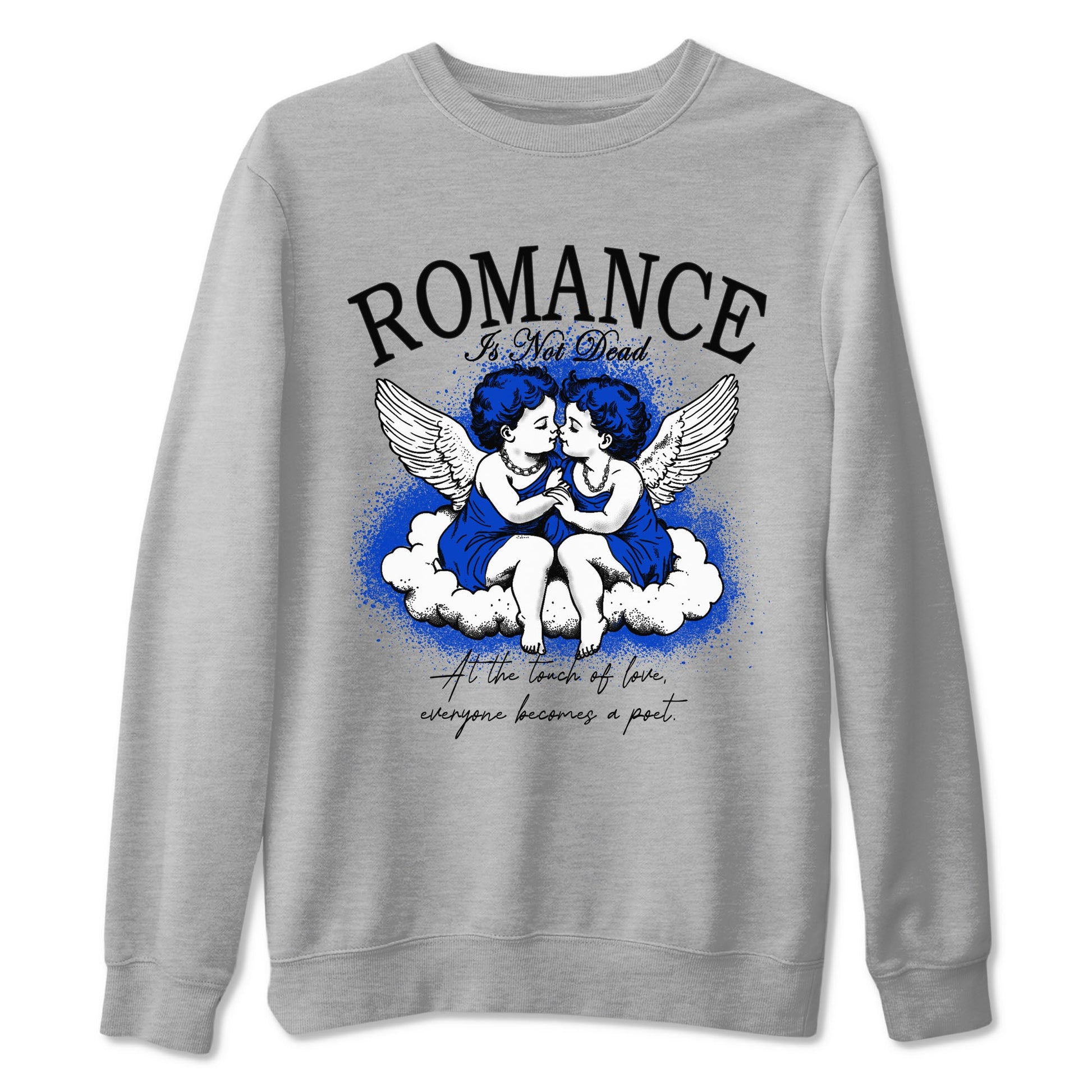 12s Blueberry shirts to match jordans Romance Is Not Dead best t shirts to wear with jordans Air Jordan 12 Retro Blueberry match shoes to clothes SNRT Sneaker Tees unisex cotton Heather Grey 2 shirts