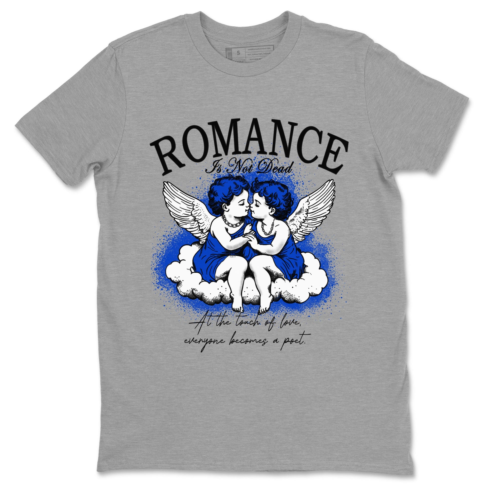 12s Blueberry shirts to match jordans Romance Is Not Dead best t shirts to wear with jordans Air Jordan 12 Retro Blueberry match shoes to clothes SNRT Sneaker Tees unisex cotton Heather Grey 2 shirts