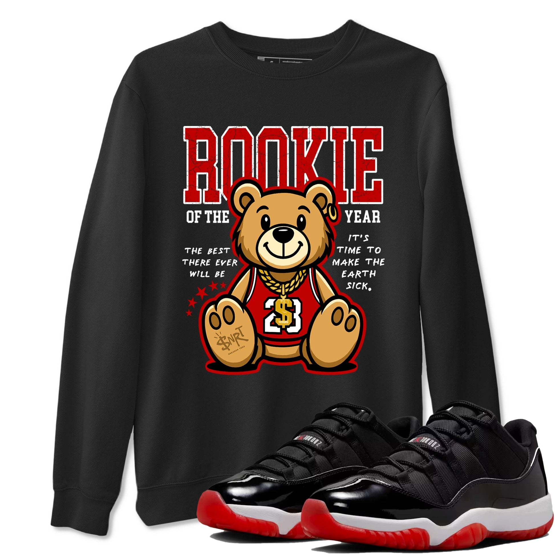 11s Bred shirts to match jordans Rookie Of The Year sneaker match tees Air Jordan 11 Retro Bred match shoes to clothes SNRT Sneaker Tees unisex cotton Black 1 shirts