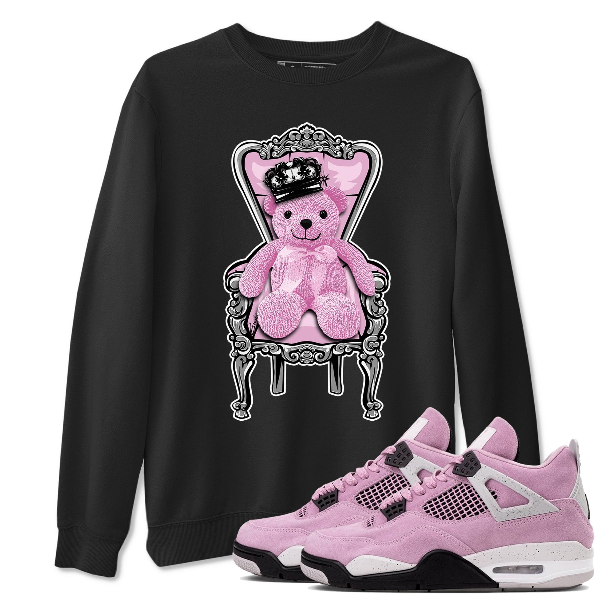 4s Retro Orchid shirts to match jordans Royal Bear sneaker match tees Air Jordan 4 WMNS Orchid match shoes to clothes SNRT Sneaker Tees unisex cotton Black 1 shirts