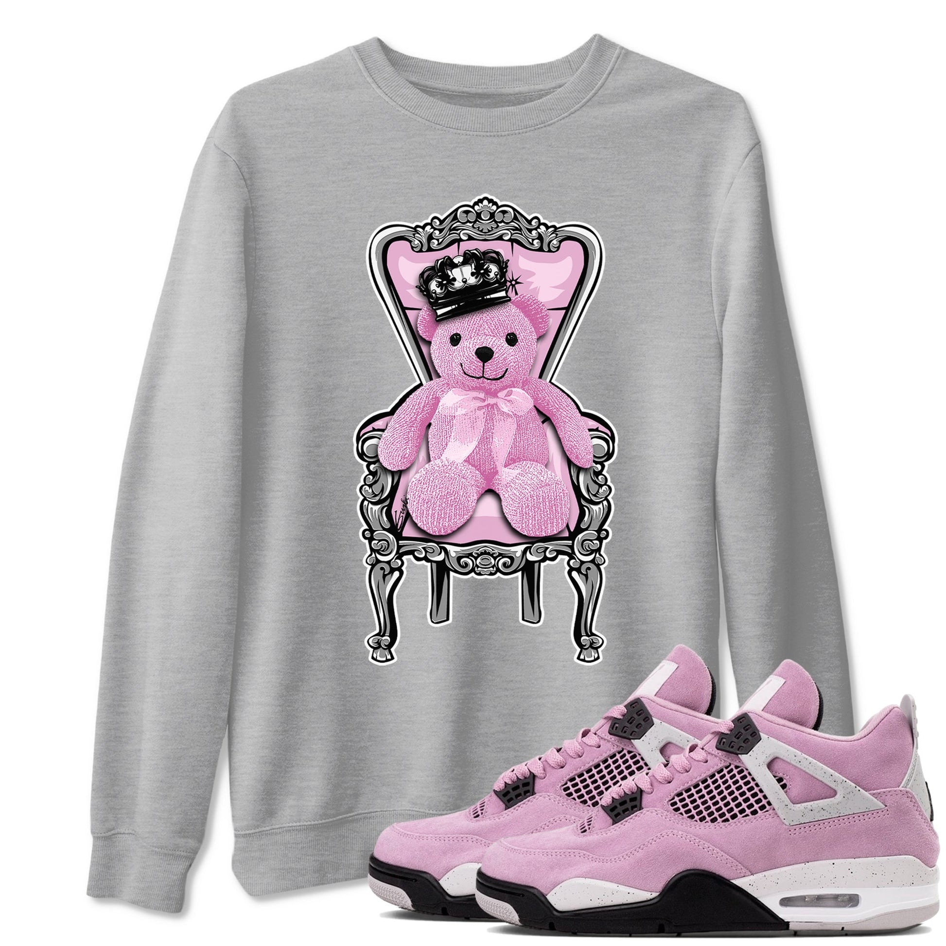 4s Retro Orchid shirts to match jordans Royal Bear sneaker match tees Air Jordan 4 WMNS Orchid match shoes to clothes SNRT Sneaker Tees unisex cotton Heather Grey 1 shirts