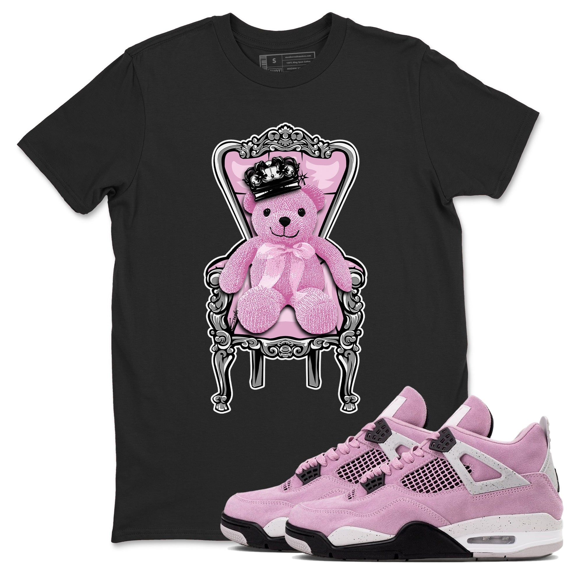 4s Retro Orchid shirts to match jordans Royal Bear sneaker match tees Air Jordan 4 WMNS Orchid match shoes to clothes SNRT Sneaker Tees unisex cotton Black 1 shirts