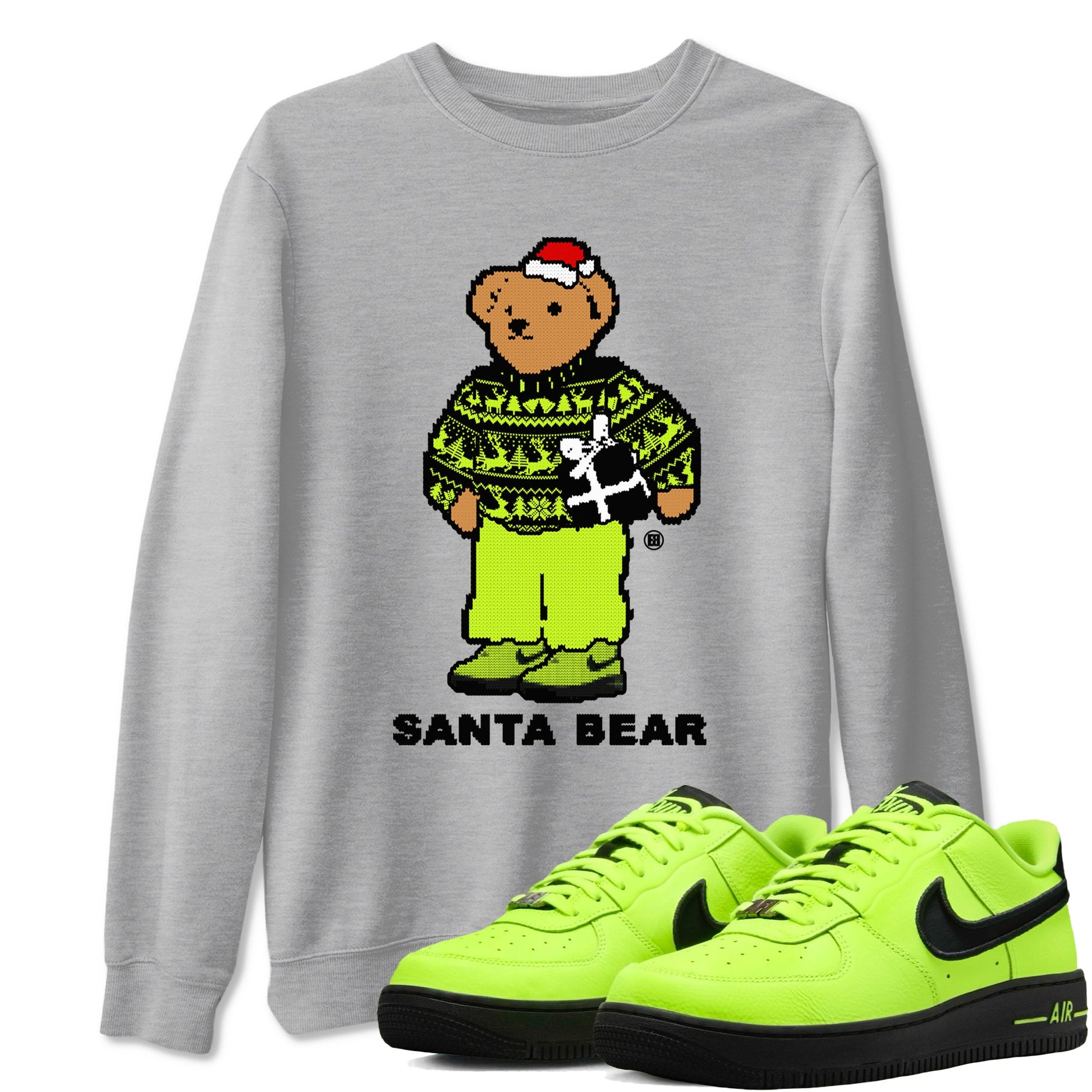 Air Force 1 Low Dance Volt t shirts to match sneakers Santa Bear Christmas Shirts Air Force 1 Volt shirt SNRT Sneaker Tees unisex cotton Heather Grey 1 shirts