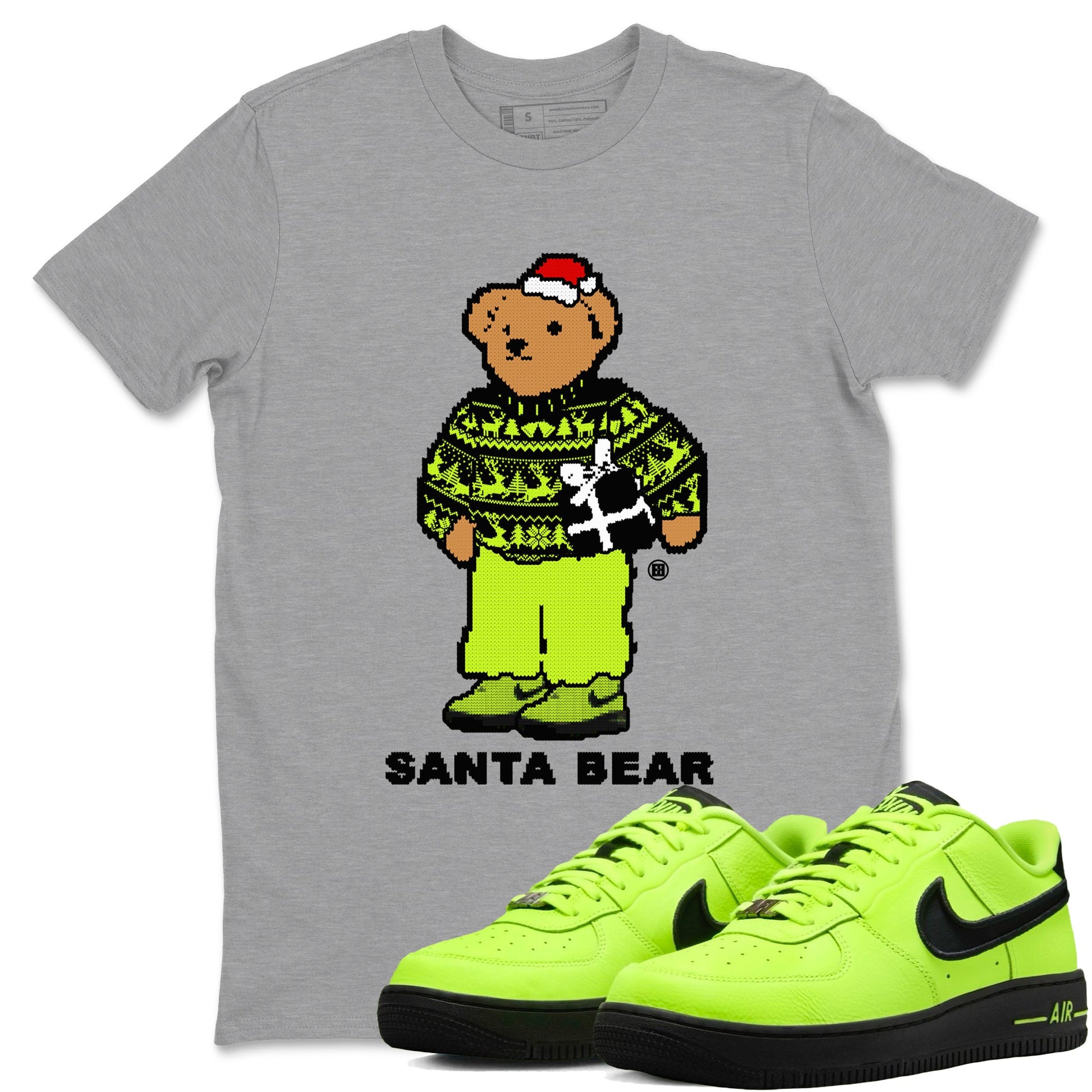 Air Force 1 Low Dance Volt t shirts to match sneakers Santa Bear Christmas Shirts Air Force 1 Volt shirt SNRT Sneaker Tees unisex cotton Heather Grey 1 shirts
