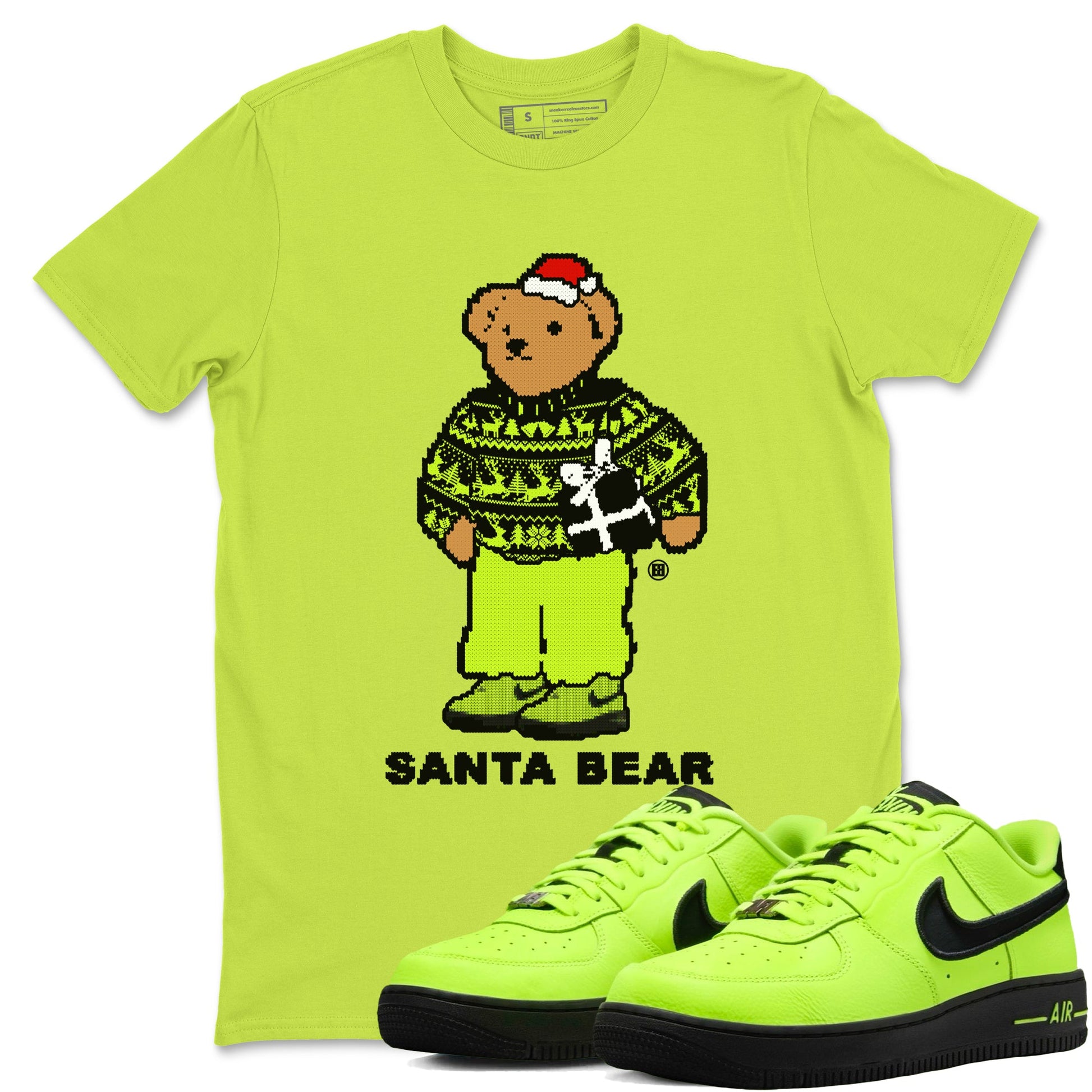 Air Force 1 Low Dance Volt t shirts to match sneakers Santa Bear Christmas Shirts Air Force 1 Volt shirt SNRT Sneaker Tees unisex cotton Safety Green 1 shirts