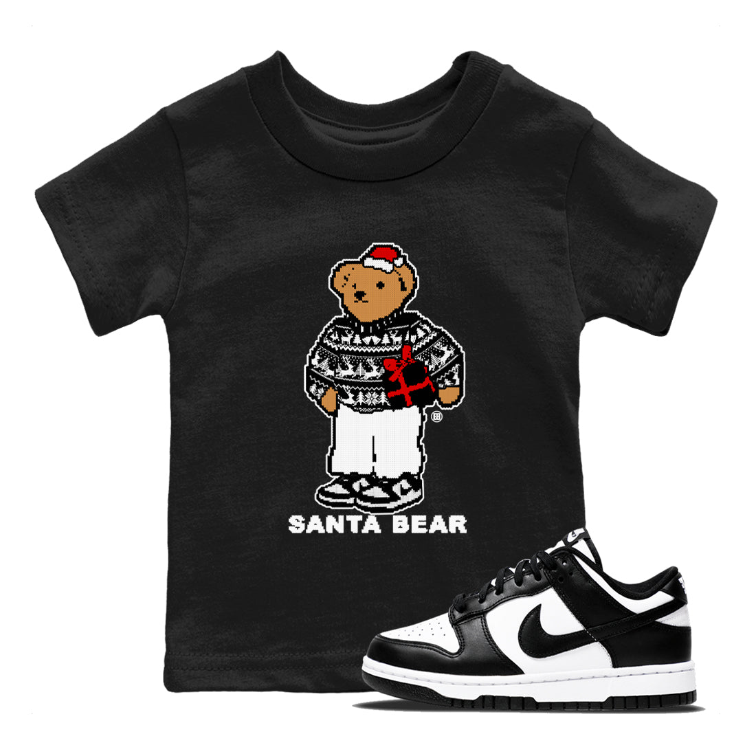 Dunk White Black t shirts to match sneakers Santa Bear Christmas Shirts Dunk Panda shirt SNRT Sneaker Tees Youth Baby Black 1 tee