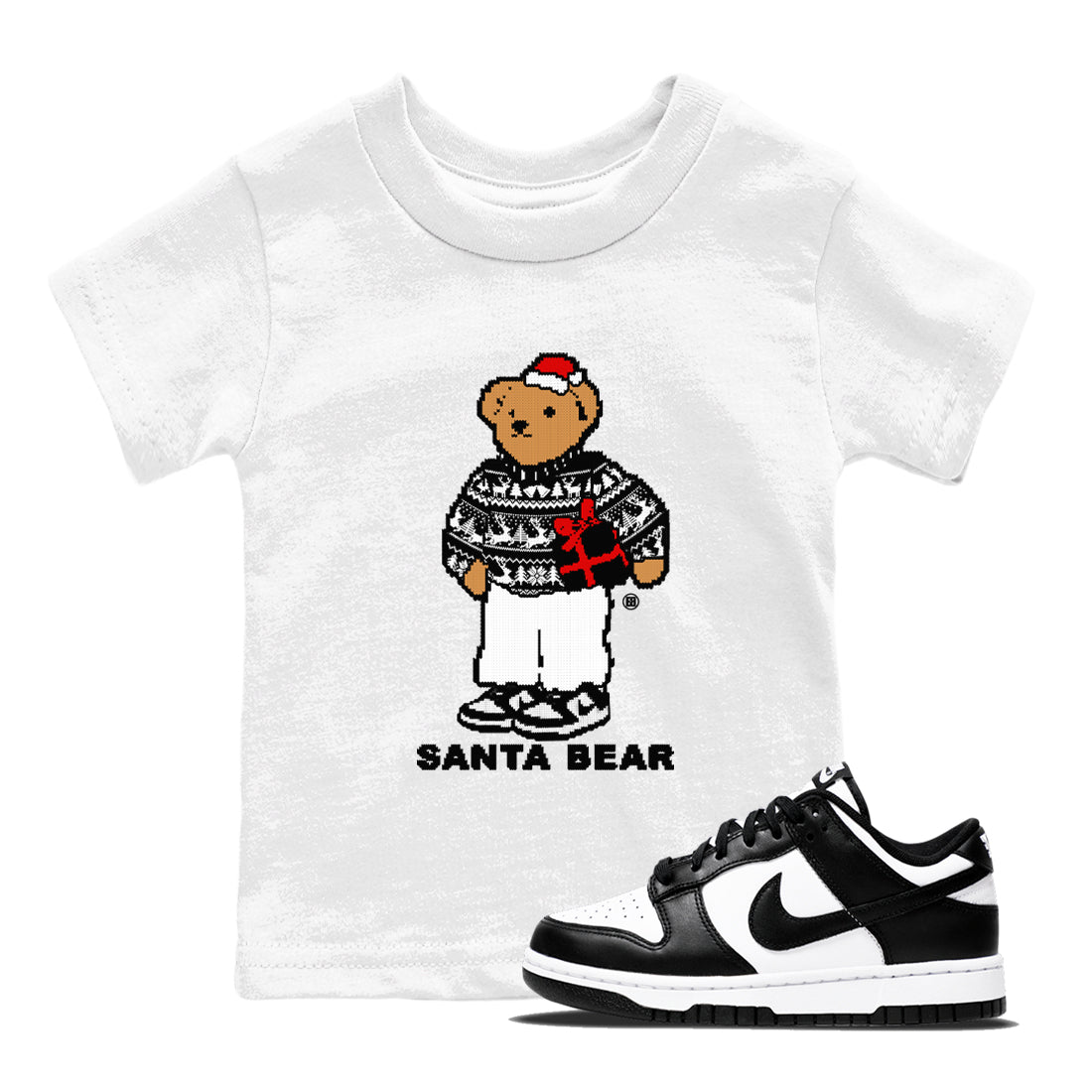 Dunk White Black t shirts to match sneakers Santa Bear Christmas Shirts Dunk Panda shirt SNRT Sneaker Tees Youth Baby White 1 tee