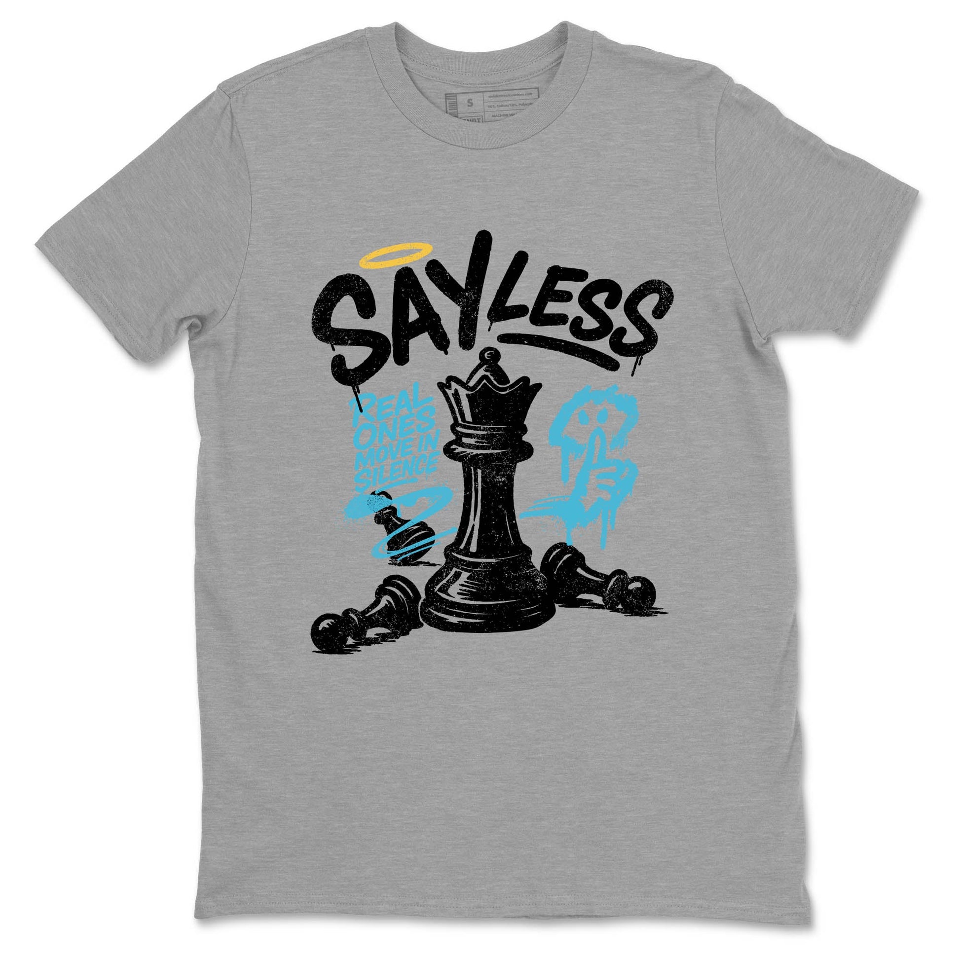 Sneaker Threads – Sneaker Tees To Match Air Jordan 11 Retro Gamma – Say Less Graphic Tee Heather Grey 2. Perfect for Jordan releases 2025 colorways.