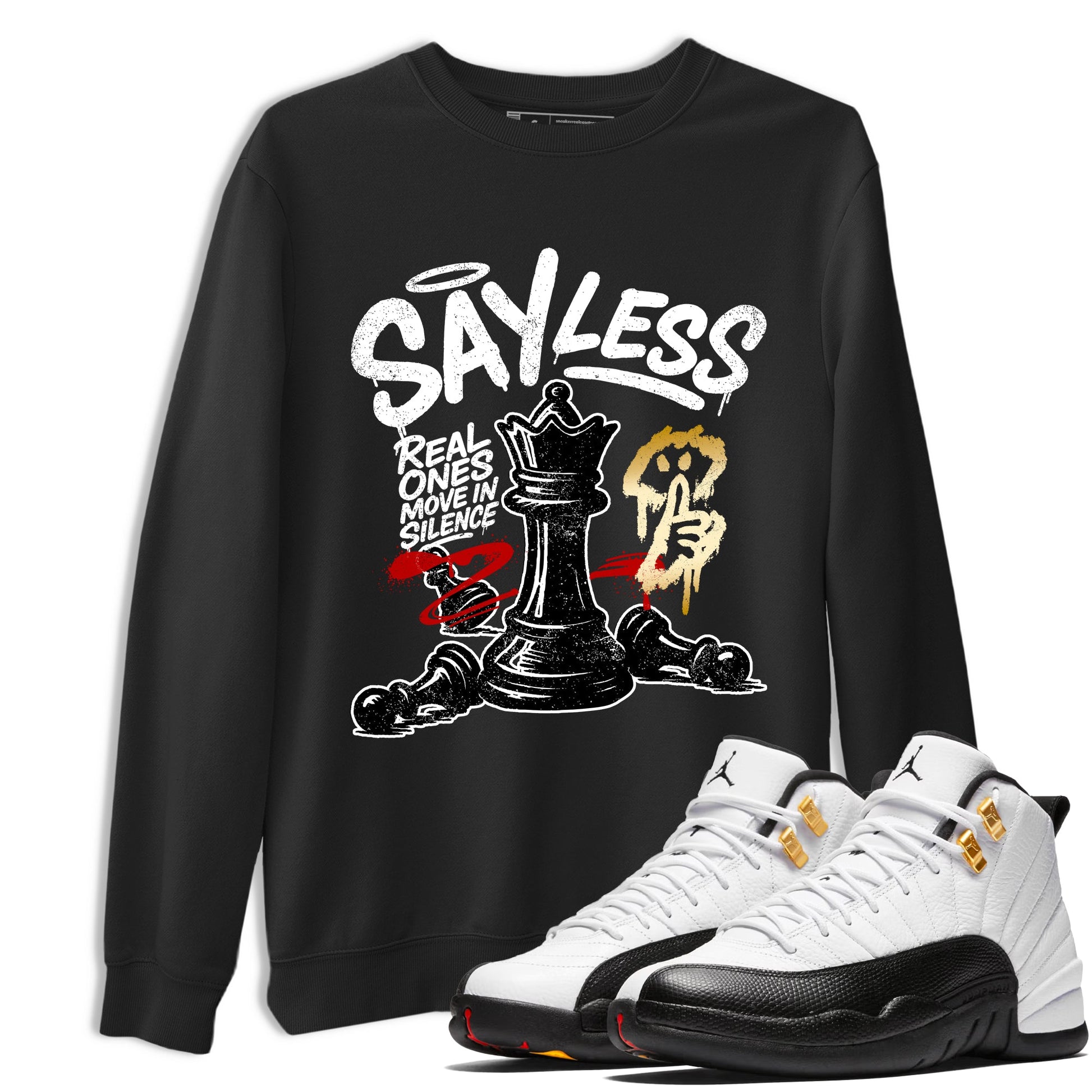 Sneaker match tees – Sneaker Tees To Match Air Jordan 12 Taxi Shoes – Say Less Tee Black 1