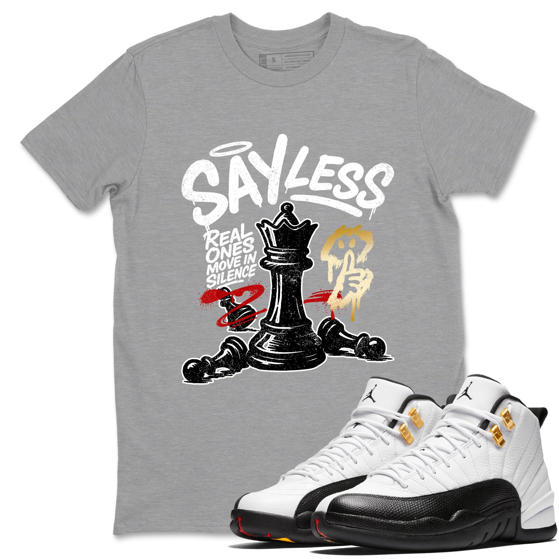 Sneaker match tees – Sneaker Tees To Match Air Jordan 12 Taxi Shoes – Say Less Tee Heather Grey 1