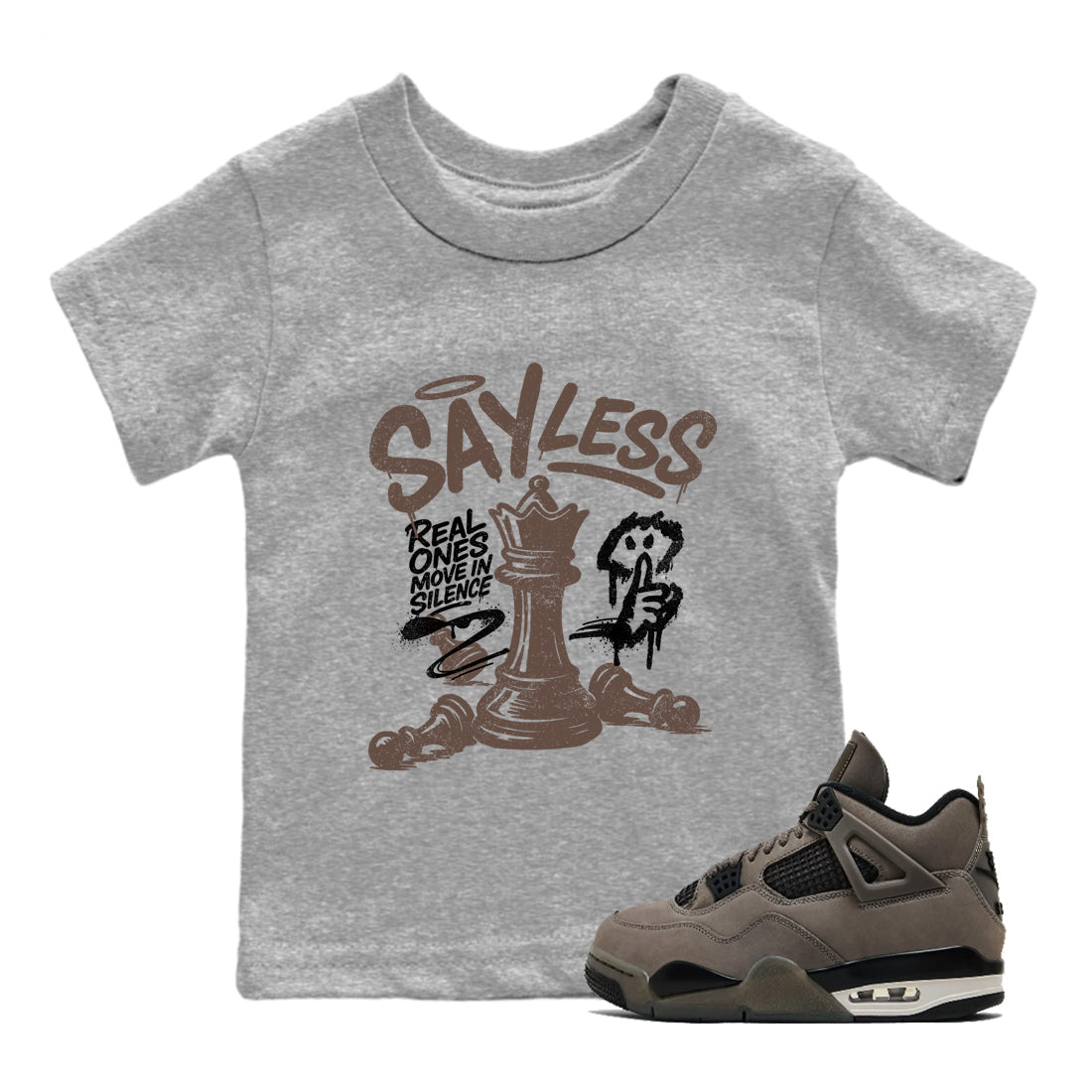 Sneaker match tees – Sneaker Tees To Match Air Jordan 4 Cave Stone Shoes – Say Less Kids T-Shirt Heather Grey 1