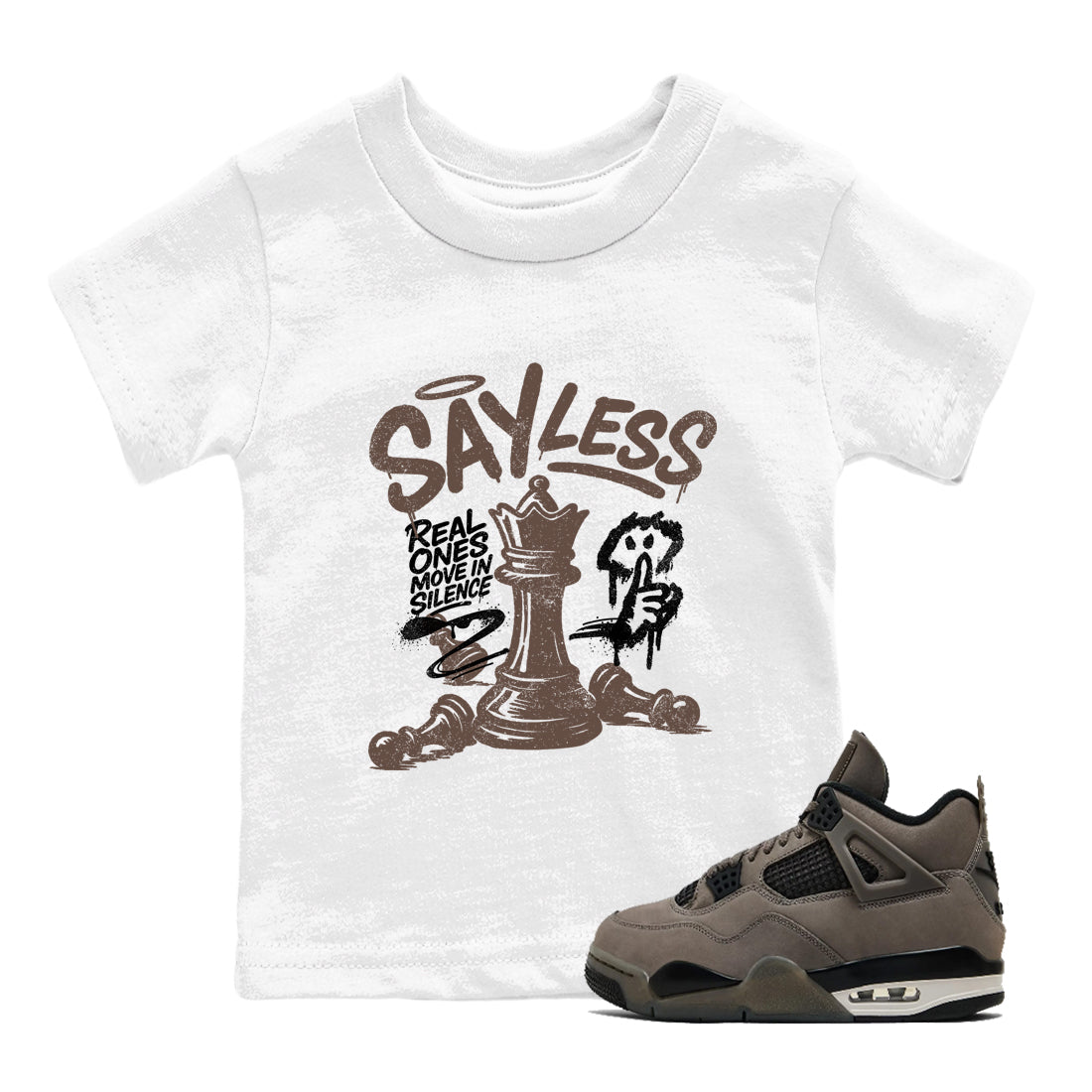 Sneaker match tees – Sneaker Tees To Match Air Jordan 4 Cave Stone Shoes – Say Less Kids T-Shirt White 1