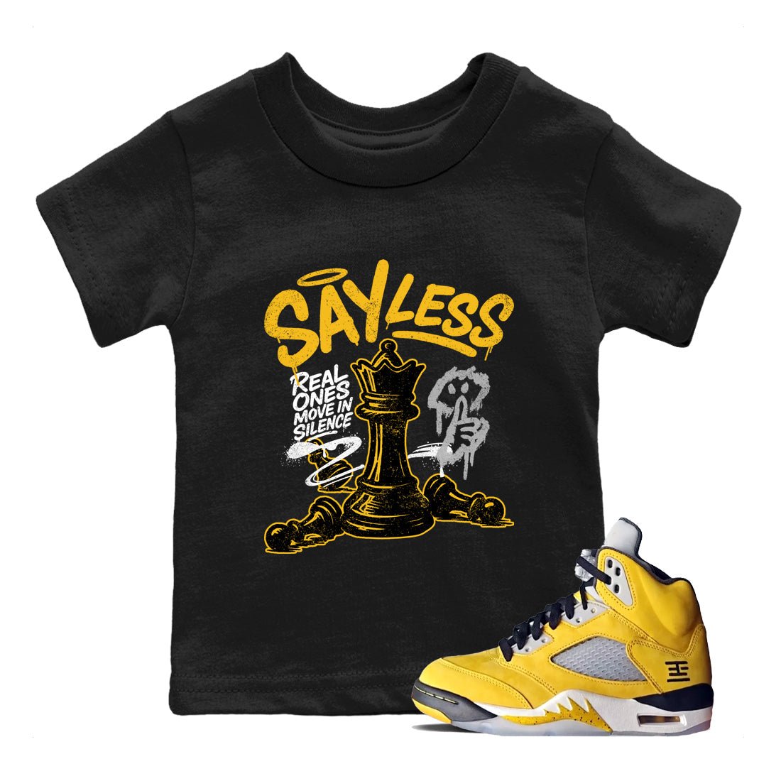 Sneaker match tees – Sneaker Tees To Match Air Jordan 5 Tokyo Shoes – Say Less Kids T-Shirt Black 1