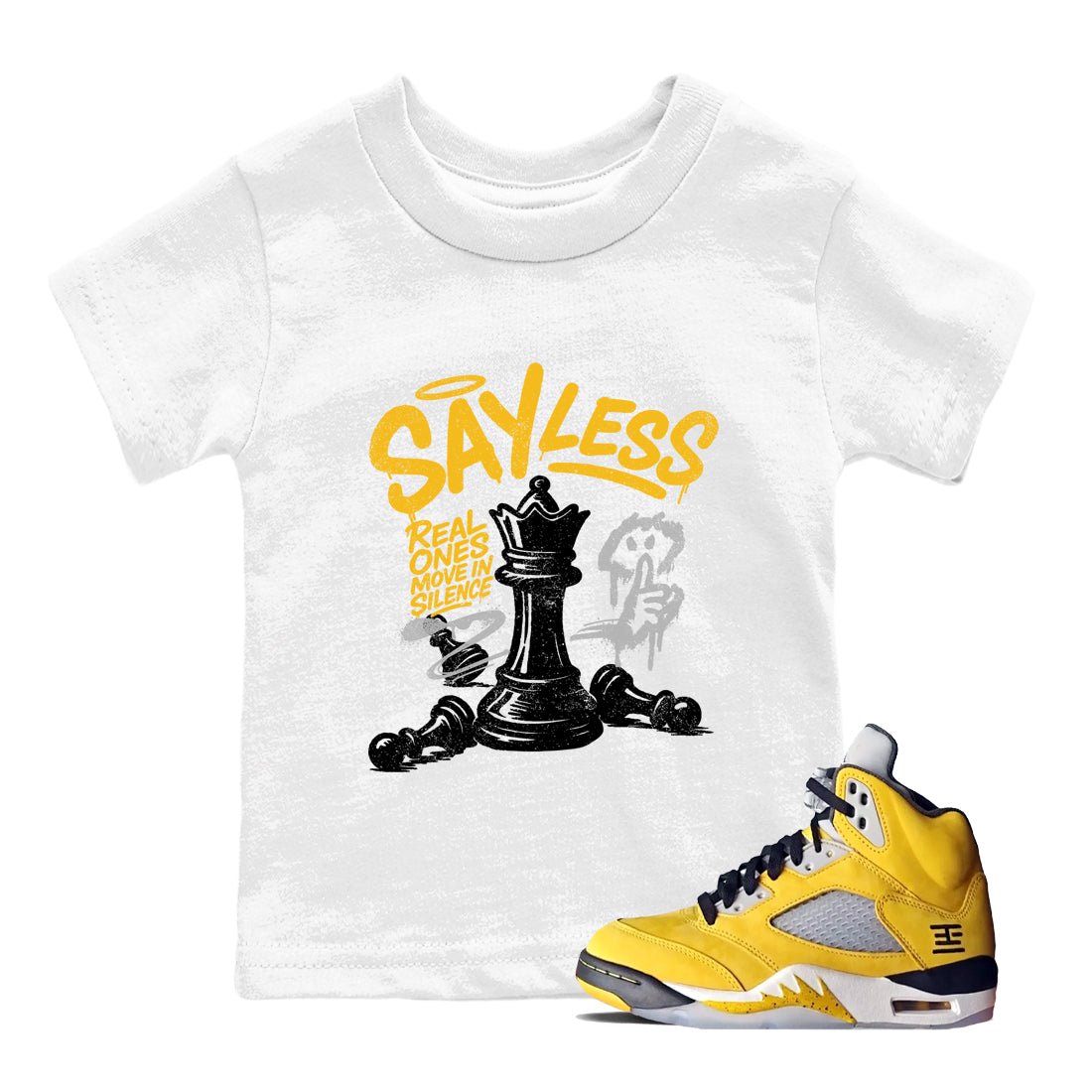 Sneaker match tees – Sneaker Tees To Match Air Jordan 5 Tokyo Shoes – Say Less Kids T-Shirt White 1
