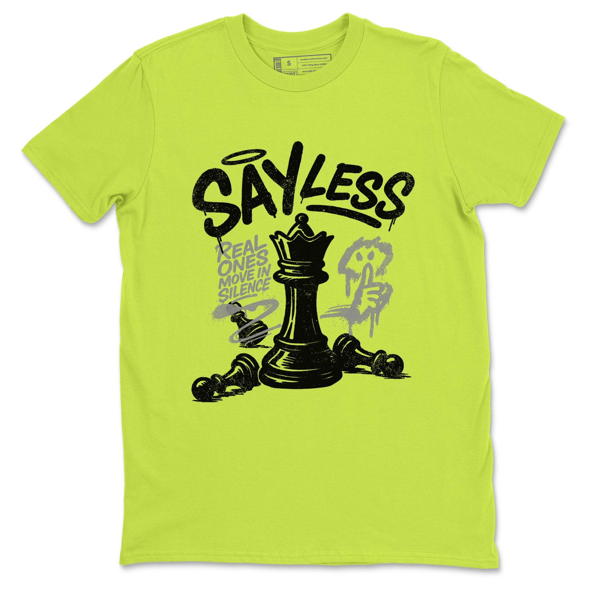 Say Less sneaker match t-shirt styled to complete your fit with the Air Max 90 Cyber sneakers, shown in Safety Green 2.