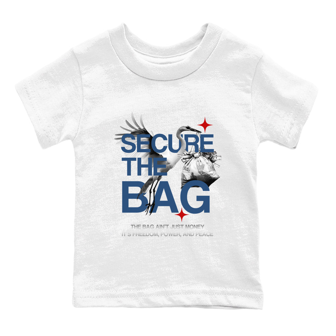 Sneaker match tees – Sneaker Tees To Match Air Jordan 12 French Blue Shoes – Secure The Bag Kids T-Shirt White 2