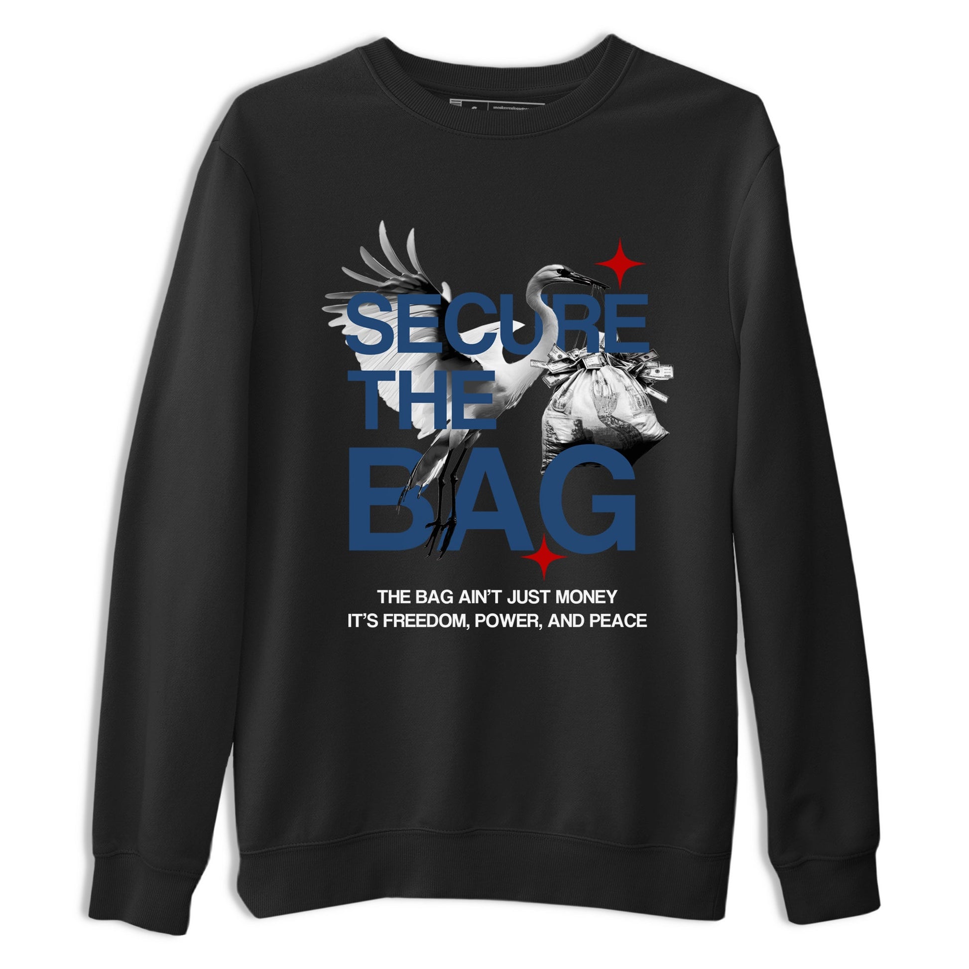 Sneaker match tees – Sneaker Tees To Match Air Jordan 12 French Blue Shoes – Secure The Bag Tee Black 2