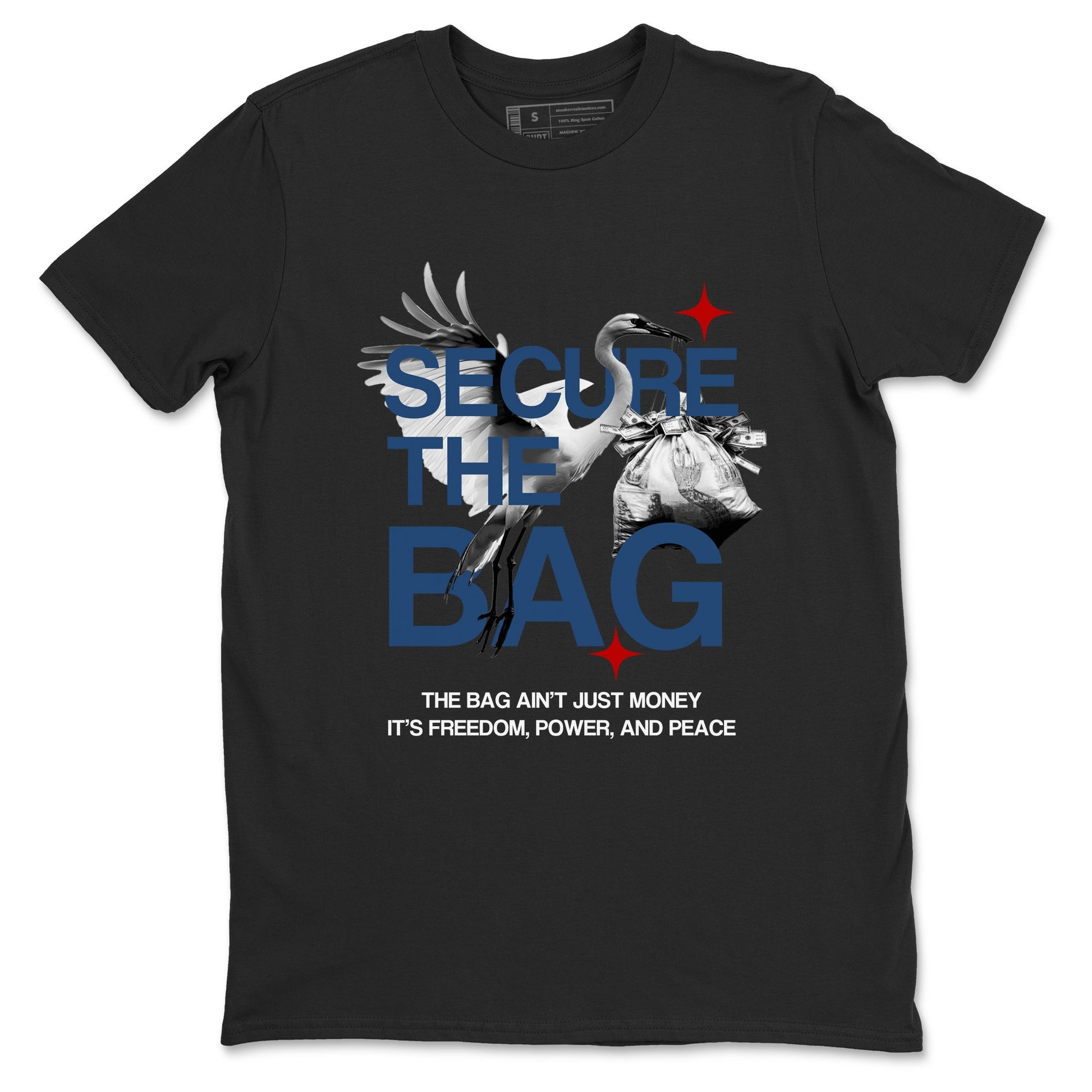 Sneaker match tees – Sneaker Tees To Match Air Jordan 12 French Blue Shoes – Secure The Bag Tee Black 2