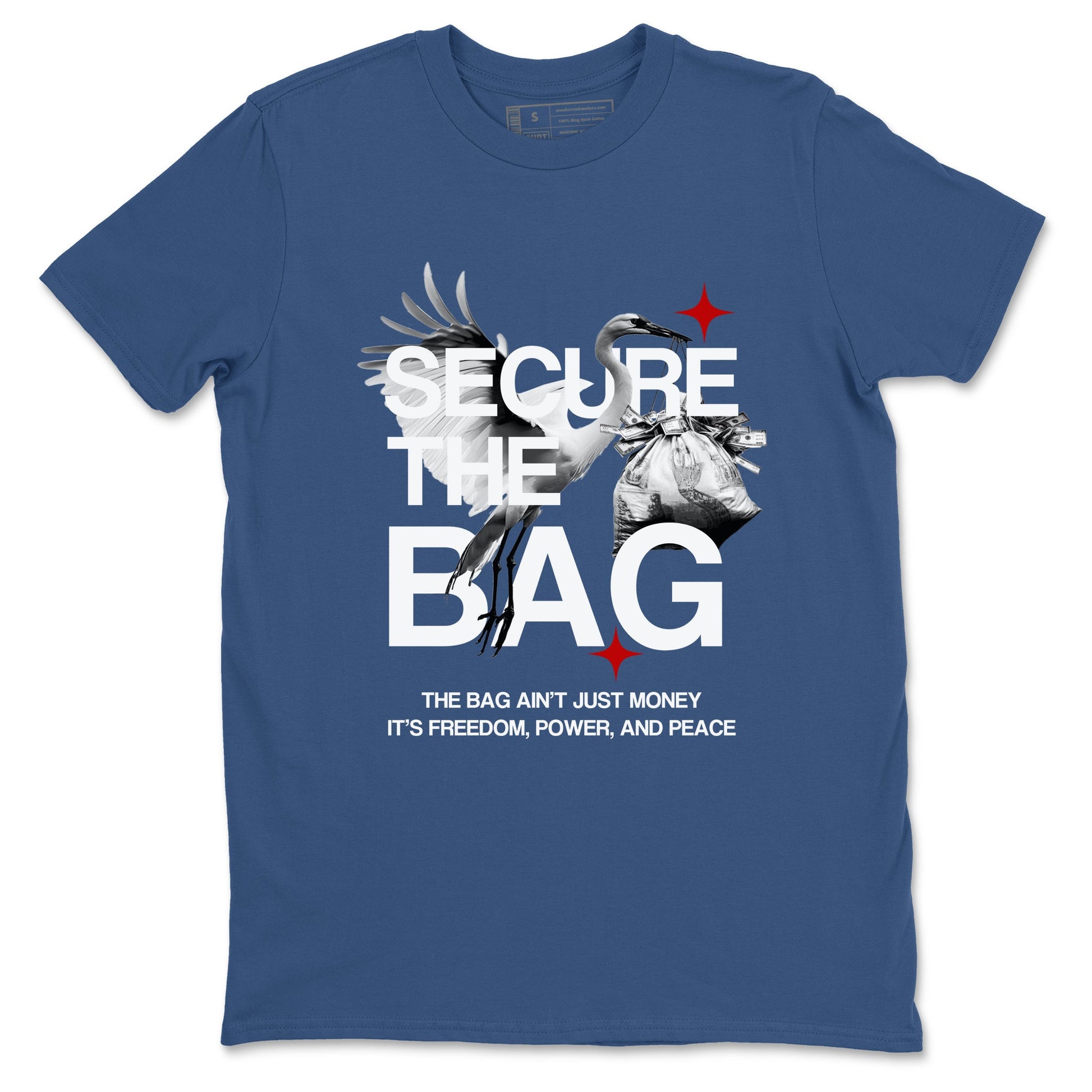 Sneaker match tees – Sneaker Tees To Match Air Jordan 12 French Blue Shoes – Secure The Bag Tee Denim Blue 2