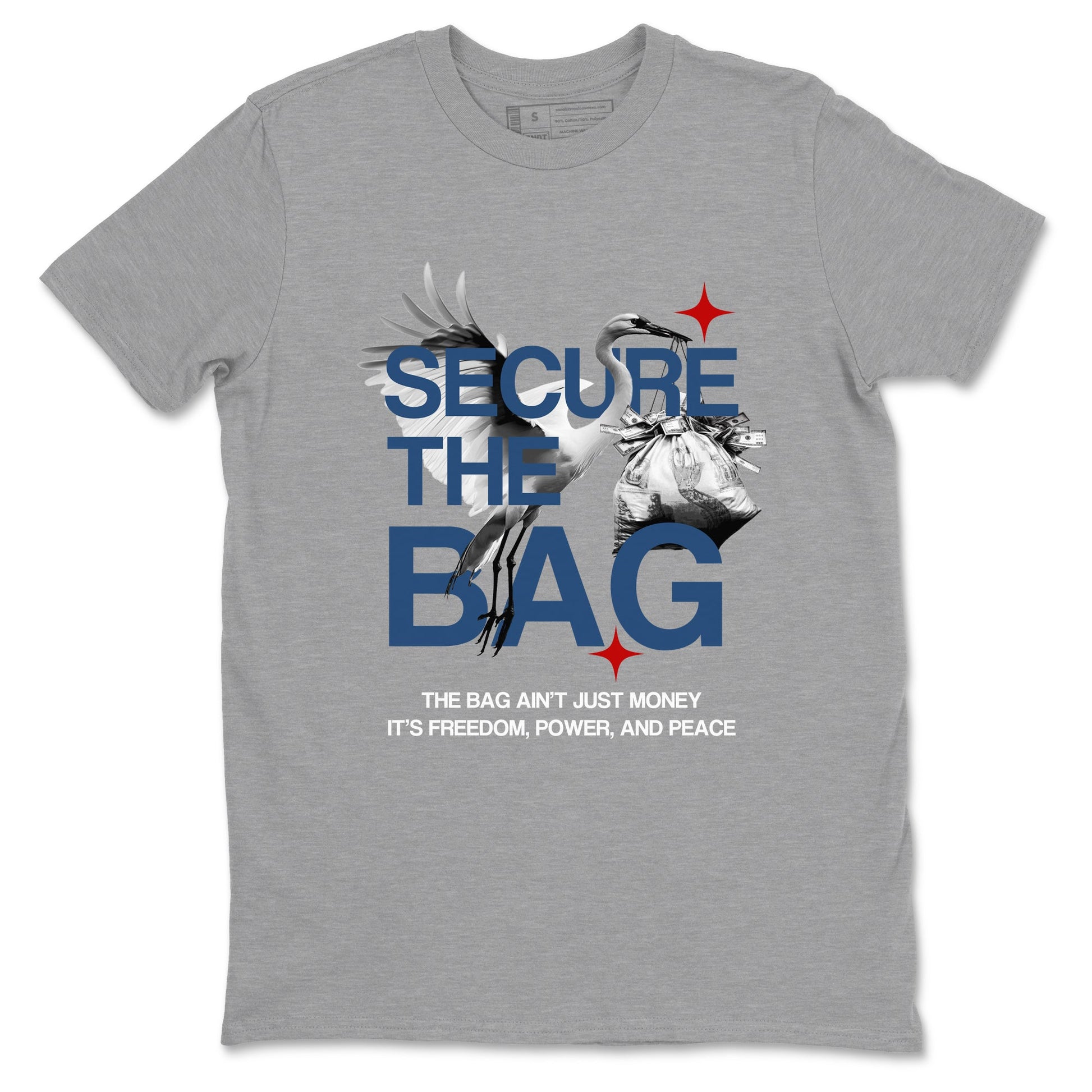 Sneaker match tees – Sneaker Tees To Match Air Jordan 12 French Blue Shoes – Secure The Bag Tee Heather Grey 2