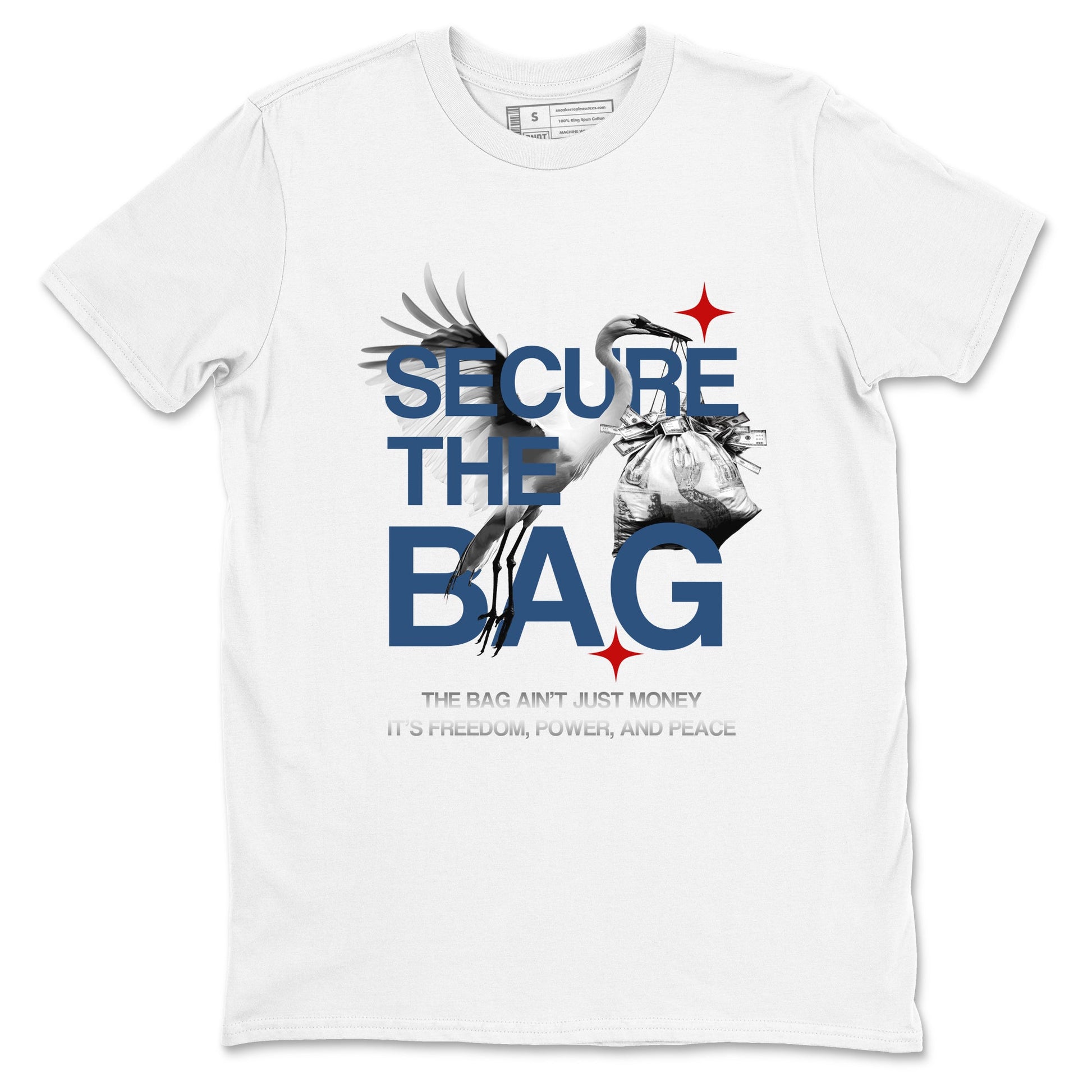 Sneaker match tees – Sneaker Tees To Match Air Jordan 12 French Blue Shoes – Secure The Bag Tee White 2